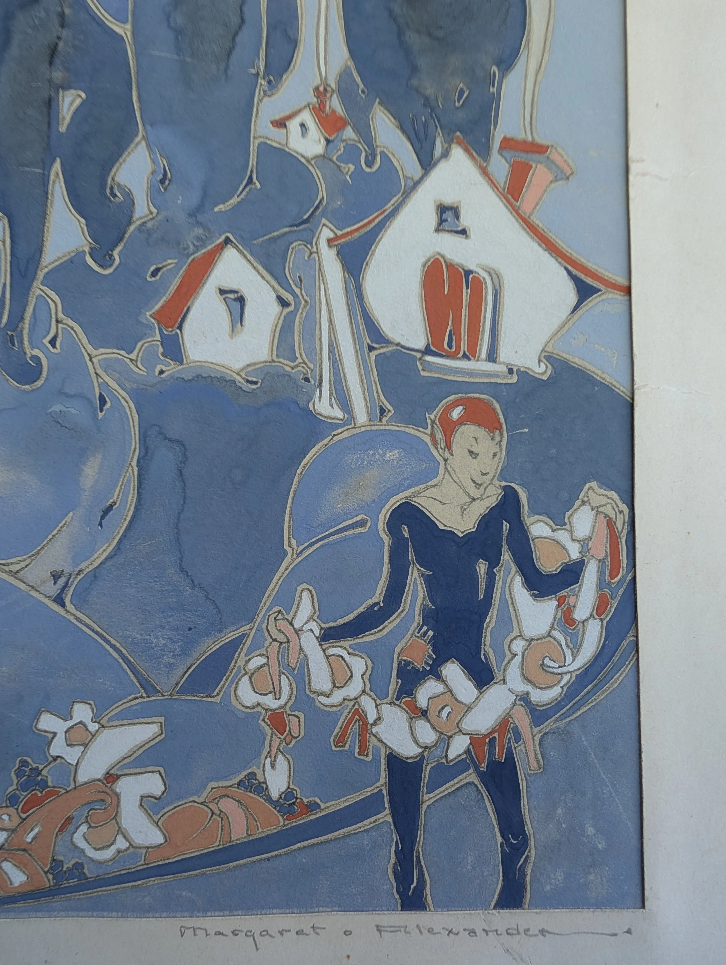 Vintage (1940s) Signed Original Watercolor Book Illustration Fairy Bread by Margaret Alexander.