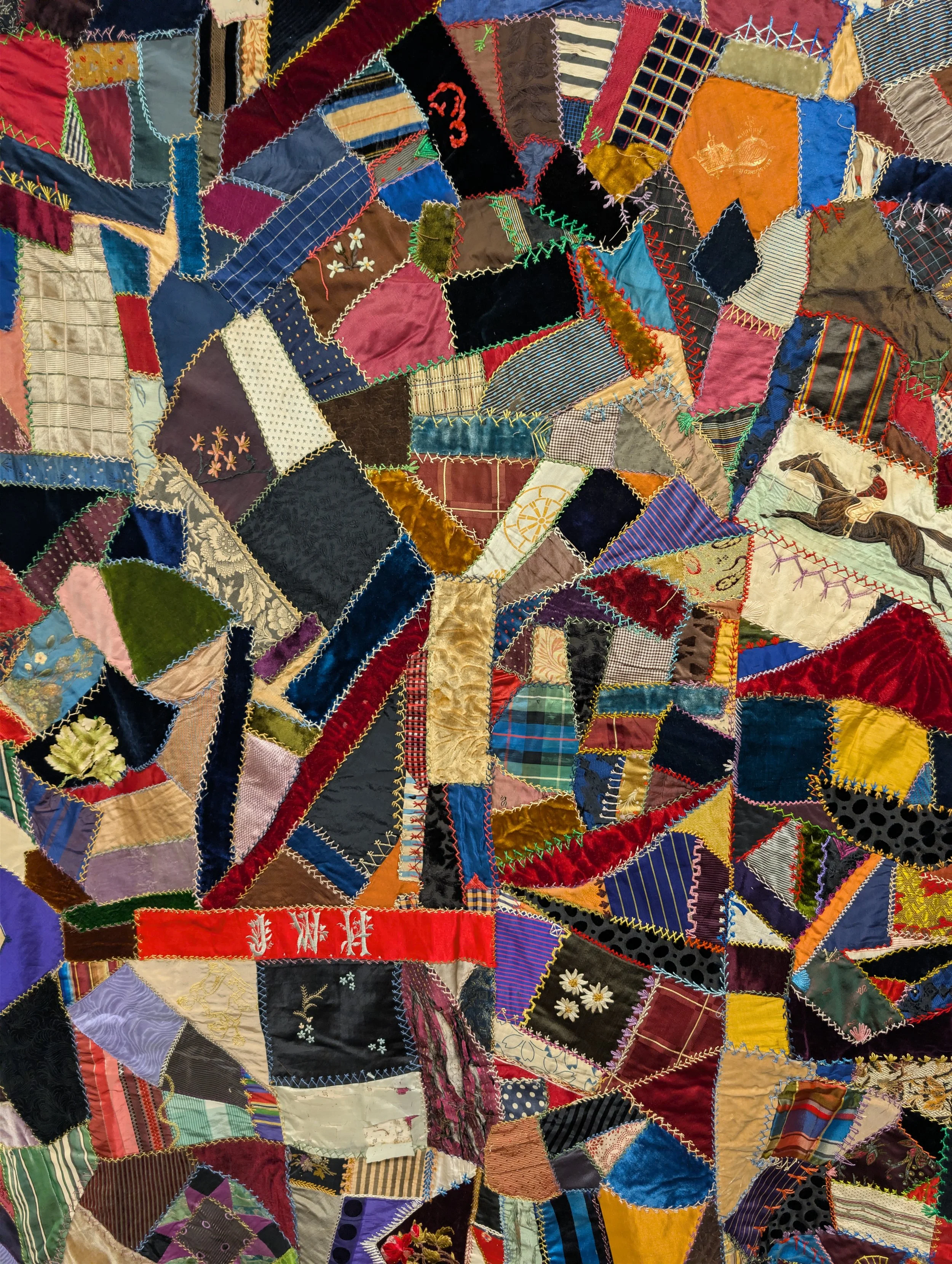 Antique (1890s) Crazy Quilt - Signed J.W.H.