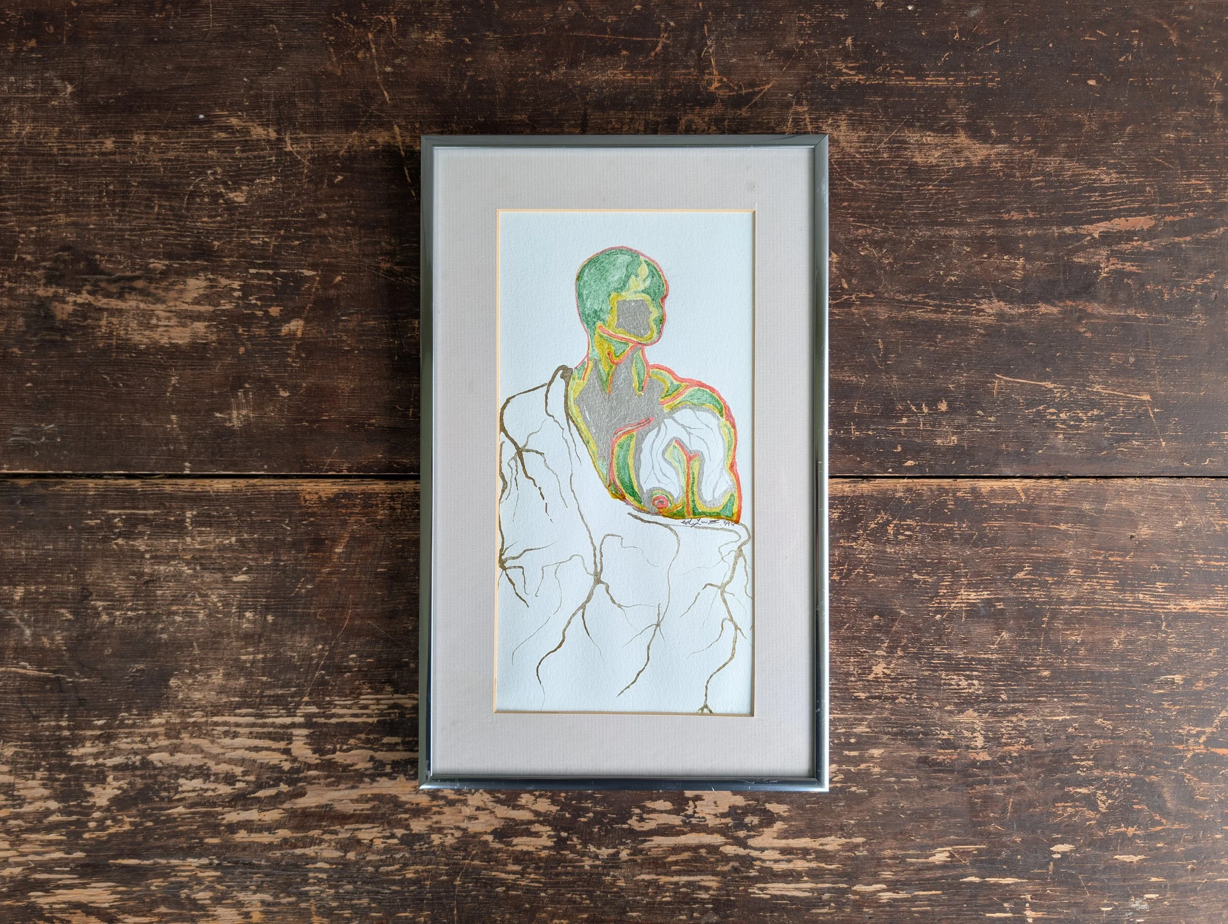 Vintage (1998) Signed Original Art : Figurative Drawing - Ink On Paper by Ed Lu.