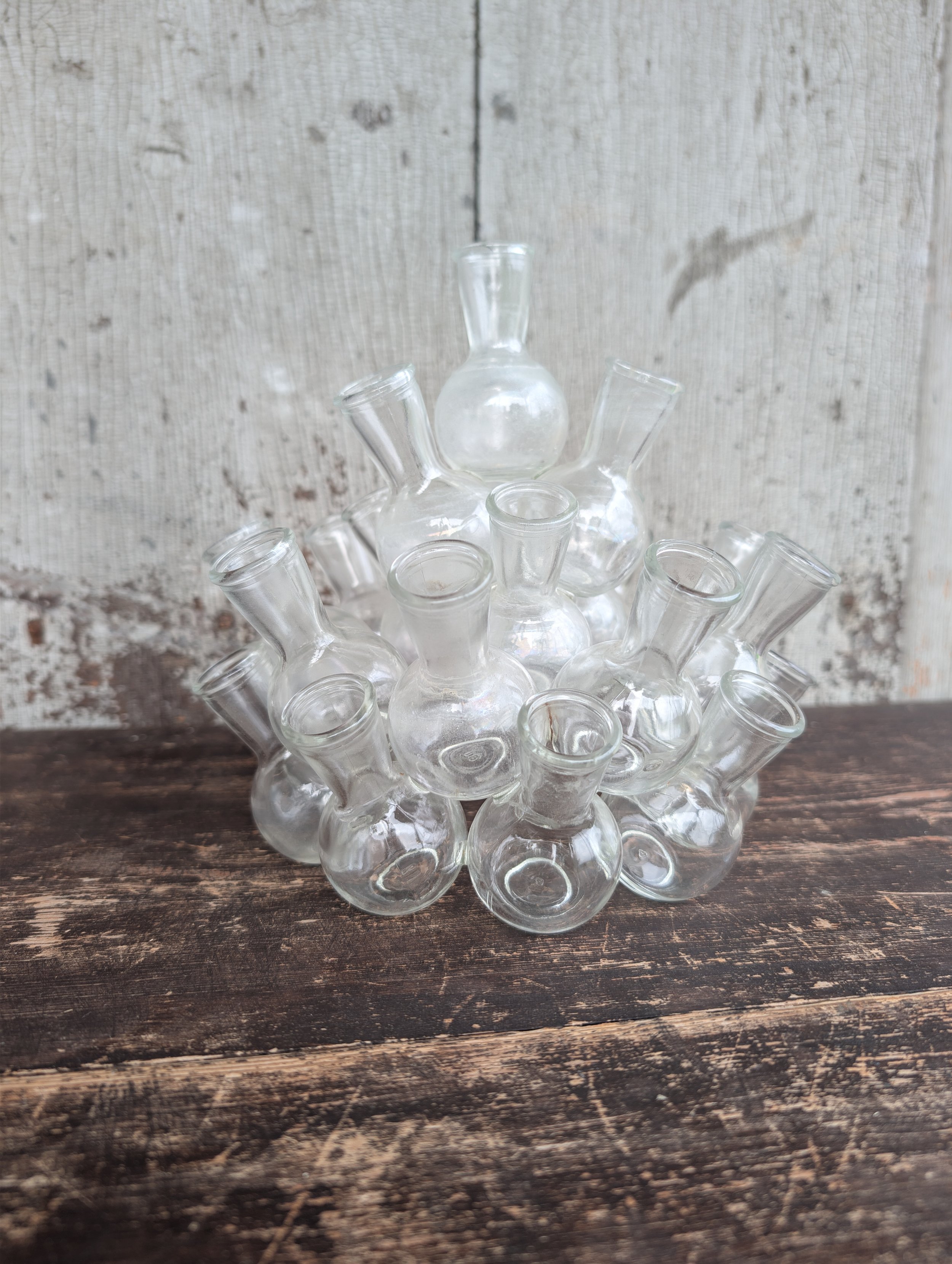 Vintage (1960s) Mid Century Modern Clear Glass Clustered Bud Vase and Plant Propagation Station - 2 Tier 25 Clusters : Complete.