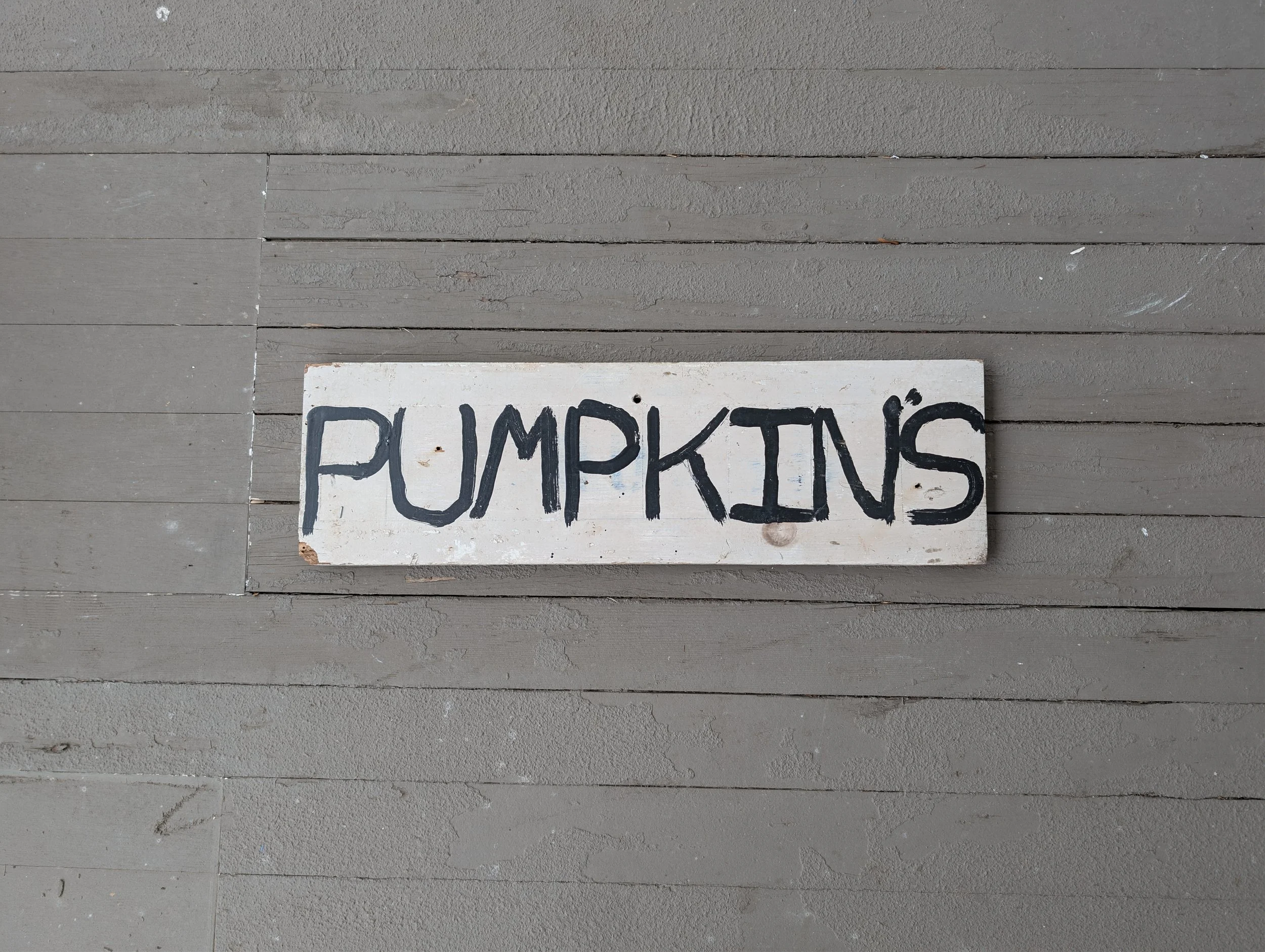 Vintage (1990s) Hand-Painted Wooden "Pumpkins" Sign.