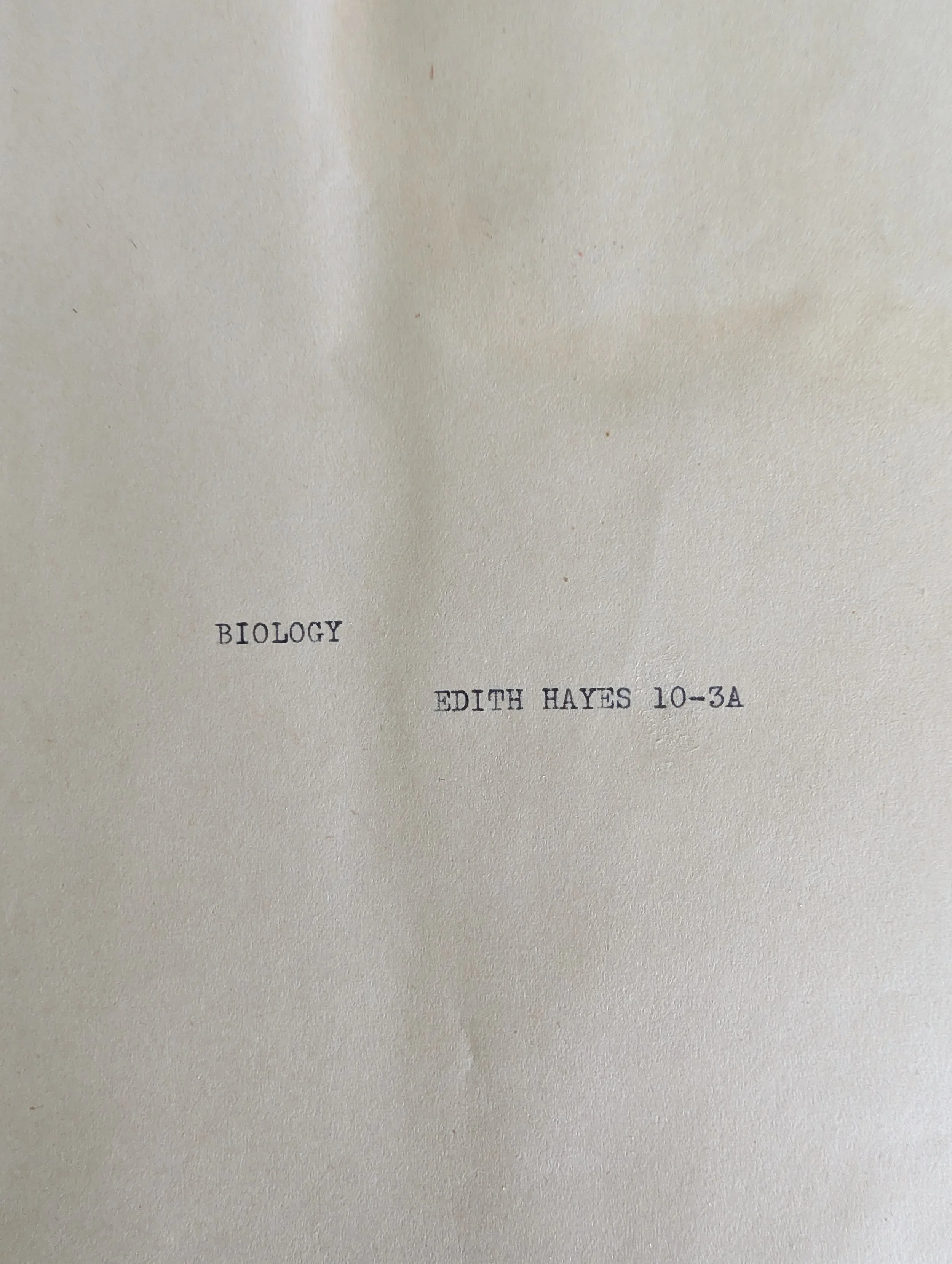 Vintage (1970s) Biology Report by Edith Hayes 10-3A : Grade B+