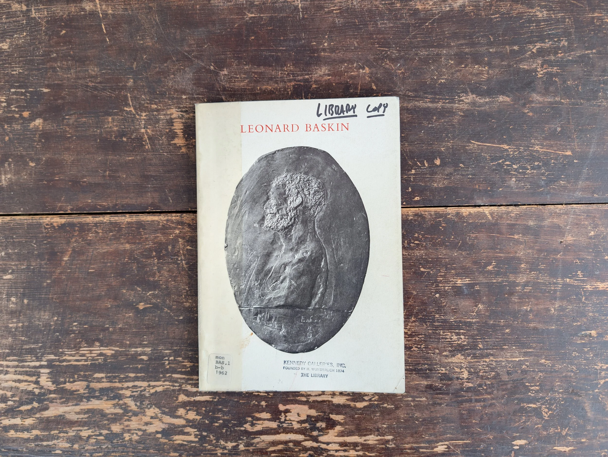 Vintage (1962) Leonard Baskin by Bowdoin College Museum of Art - Illustrated. Missing Insert. Ex-Library Copy.