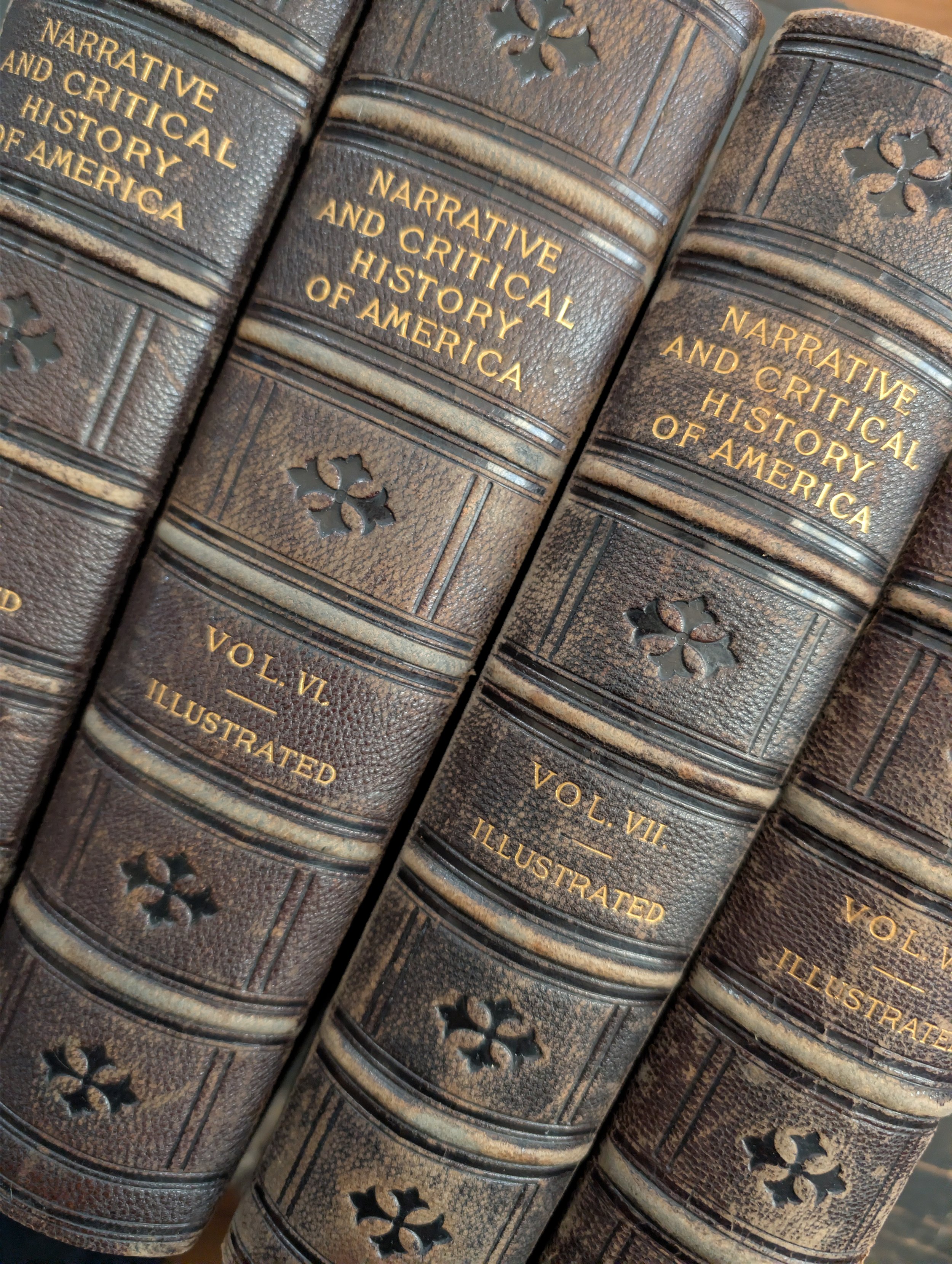 Antique (1888-1889) Narrative And Critical History of America Edited by Justin Winsor - Illustrated. (Incomplete Set. Volumes 5-8 of 8 Total).