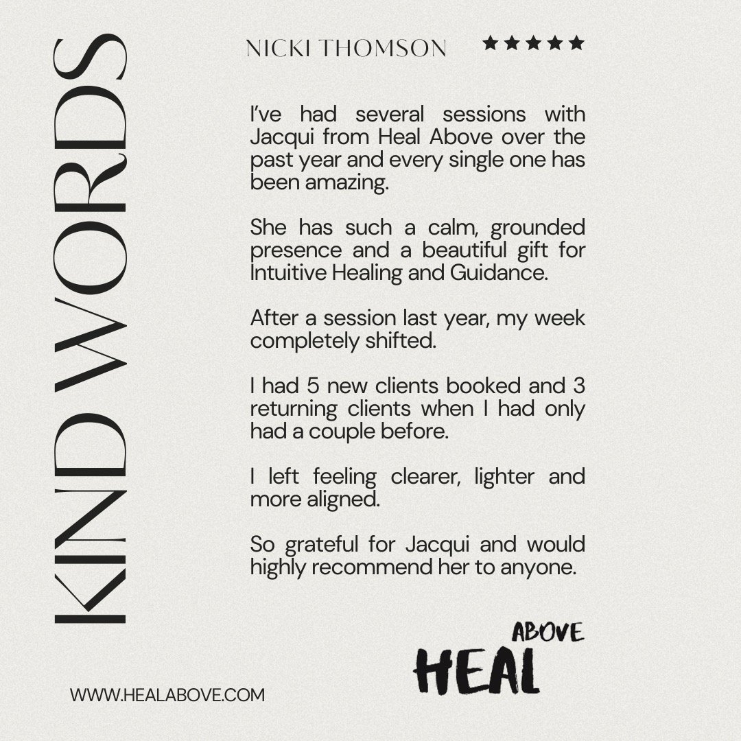 Thank you @_nickithomson for your kind words. I am forever grateful for clients just like you. Being on the healing journey with you, I have seen the beautiful shifts that have taken place. It is such an honour to hold space during these sessions. #h