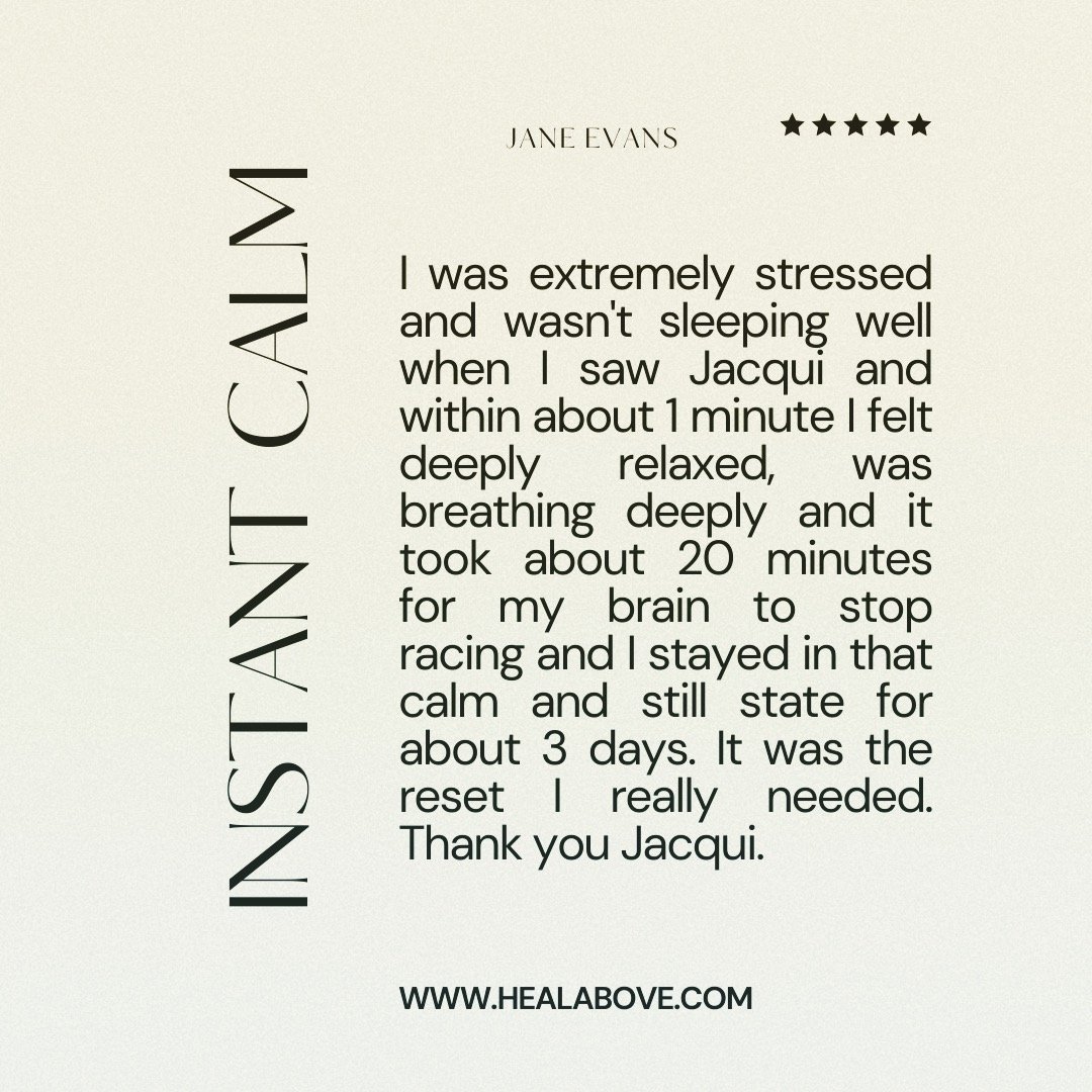 This client came in feeling really stressed and not sleeping well, and within about a minute you could see their whole body start to relax. 

Their breathing slowed, their mind started to quiet, and after about 20 minutes they were in such a calm, st