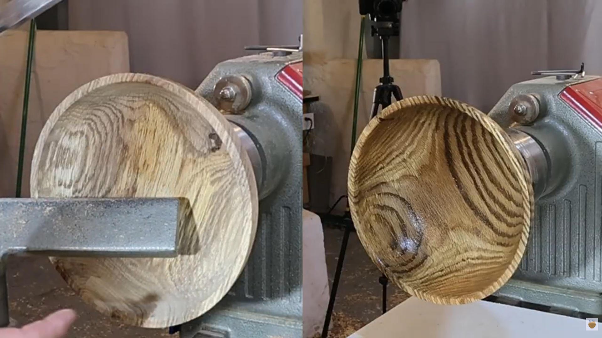 Smooth wood bowl interior after light finishing cuts.