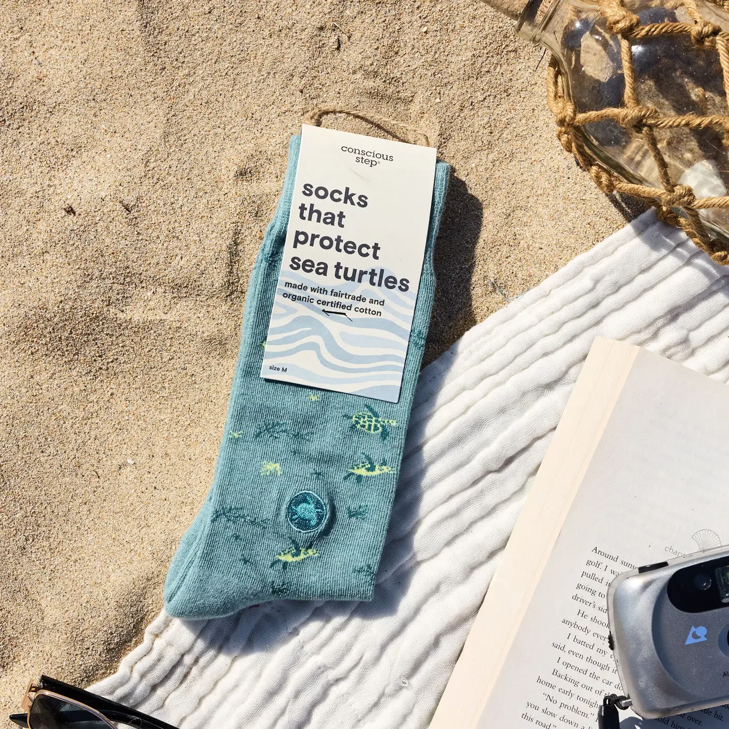 conscious step organic socks with sea turtle pattern.webp