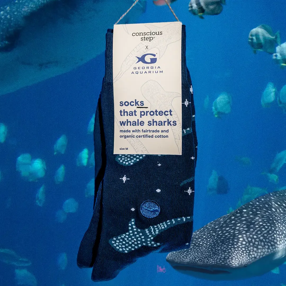 conscious step organic socks with whale shark pattern.webp