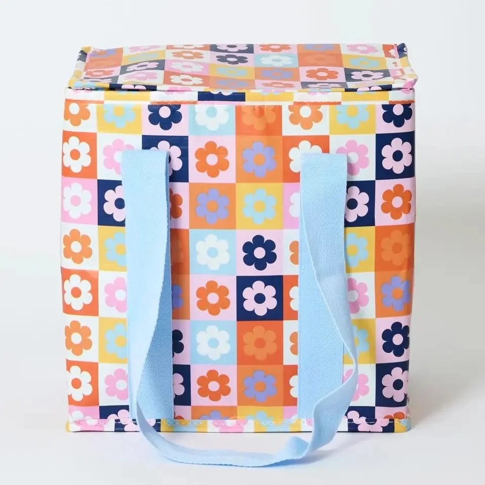 colourful flower patterned insulated tote bag for keeping groceries cold