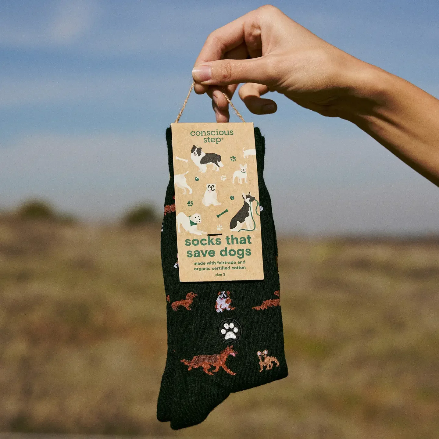 conscious step organic socks with dog pattern.webp