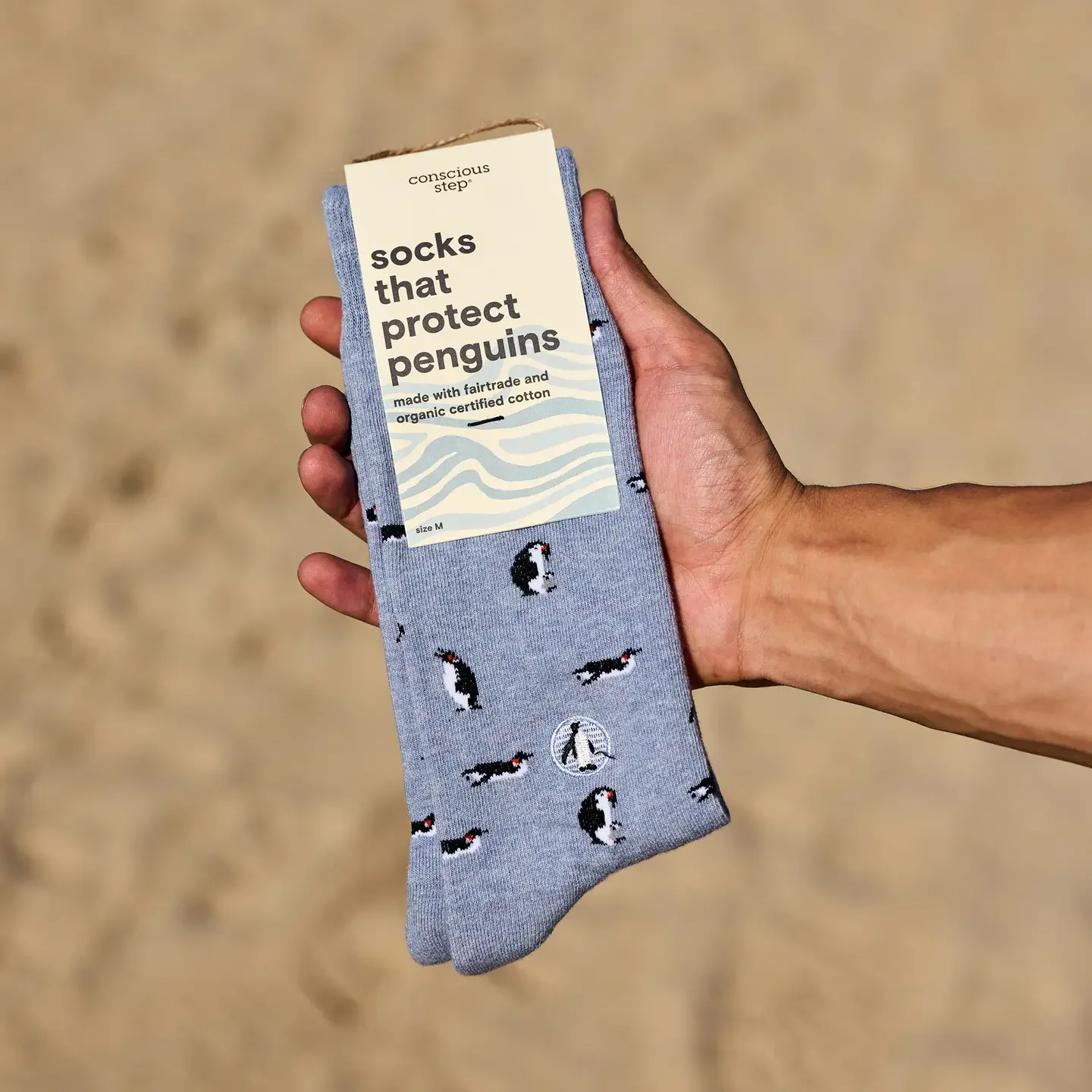 conscious step organic socks with peguin pattern.webp