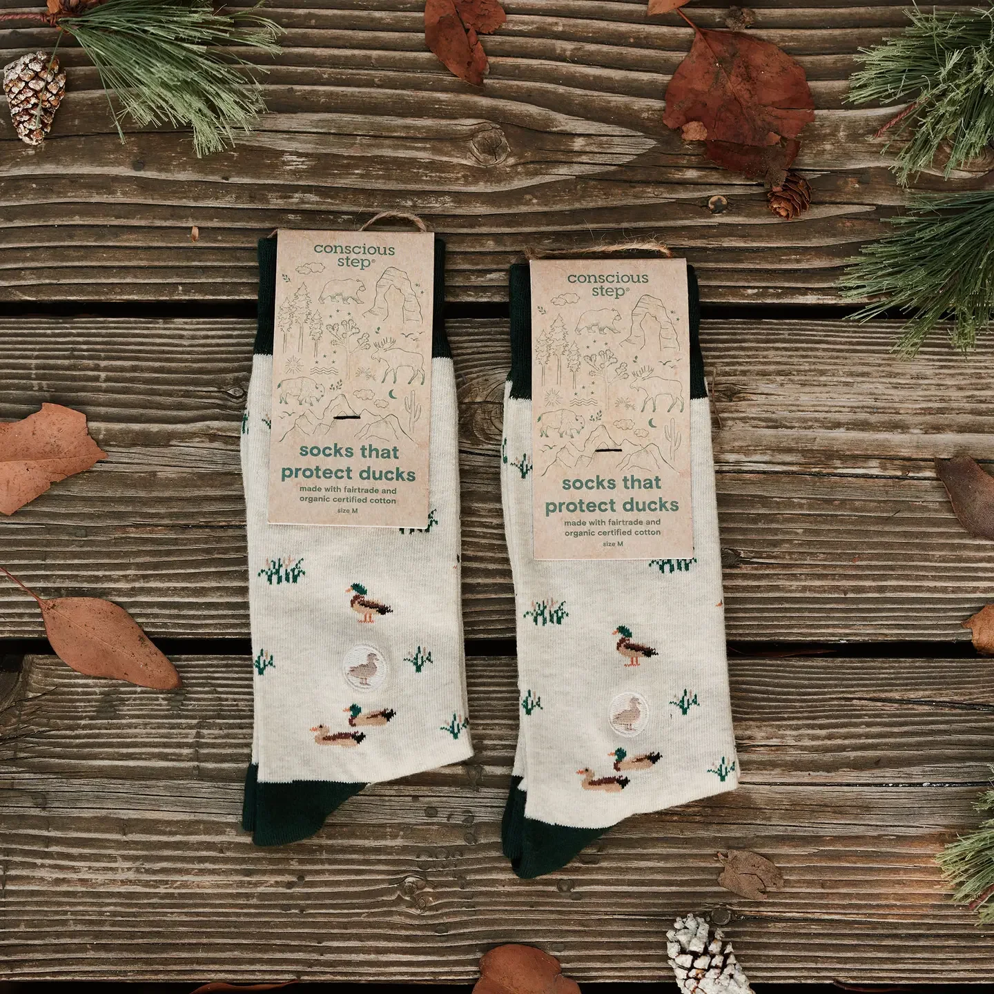 conscious step sustainable socks with duck patterns.webp