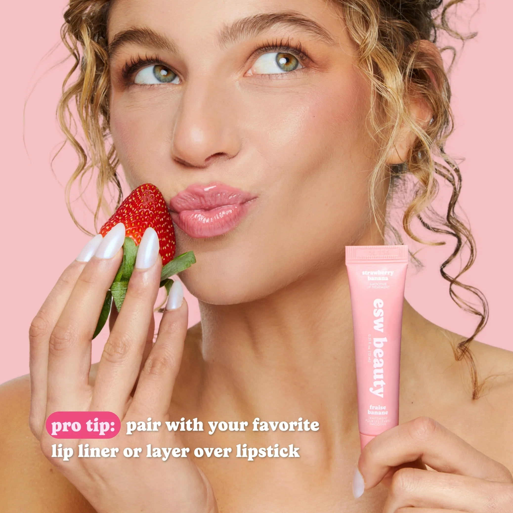 Strawberry Banana ESW Beauty Lip gloss pro tip.webp