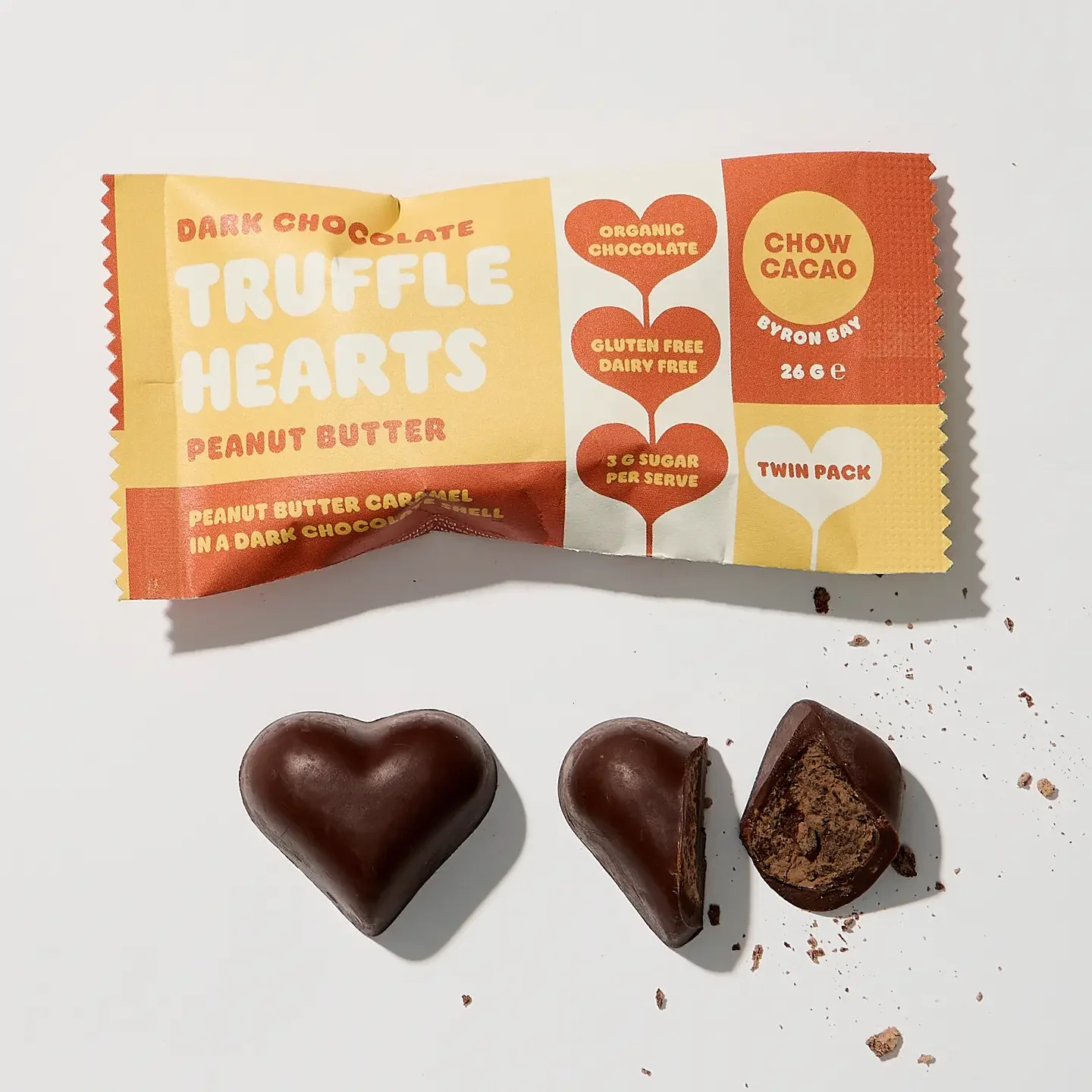 Chow Cacao Chocolate Peanut butter Truffle Hearts.webp