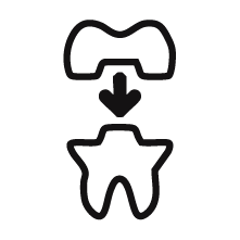 A line drawing of a dental extraction tool removing a tooth.