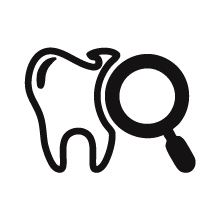Tooth with a magnifying glass