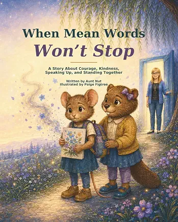When Mean Words Won’t Stop children’s book cover featuring Mara the Mouse and a story about courage, kindness and speaking up about bullying