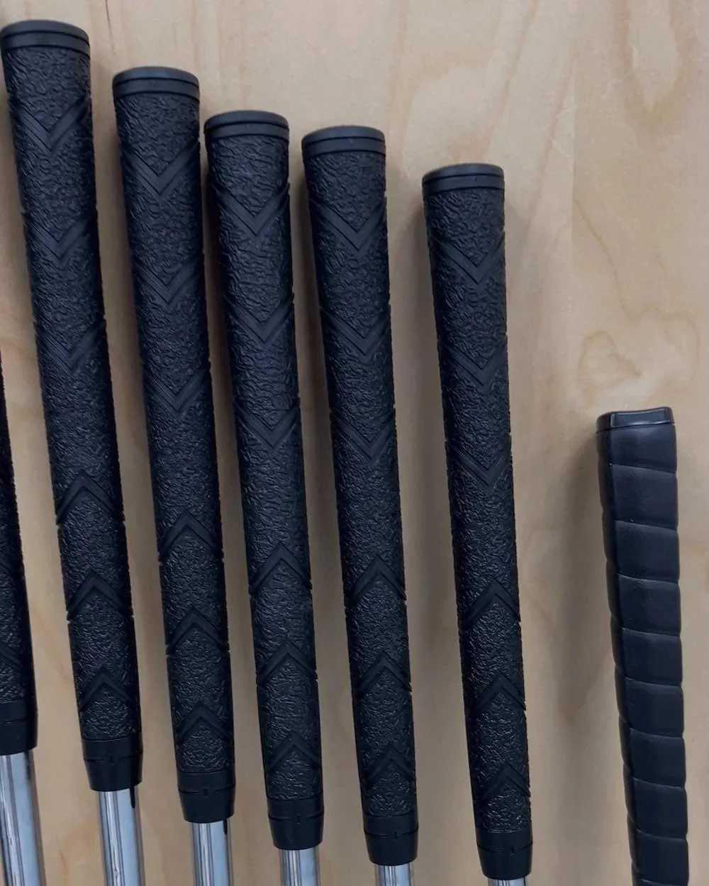 Star STX golf grips installed on irons at Southside Golf Co in South Austin