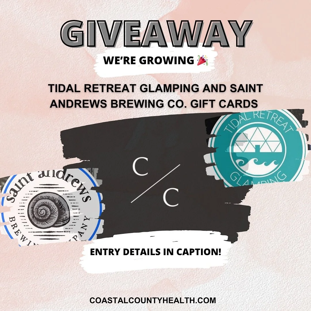 Coastal County Health Summer Giveaway! πποΈ βοΈ 
With Coastal County Health officially launching a new website, we’ve decided to celebrate by giving away something fun! One lucky winner will receive the following:
One night Glamping experienc