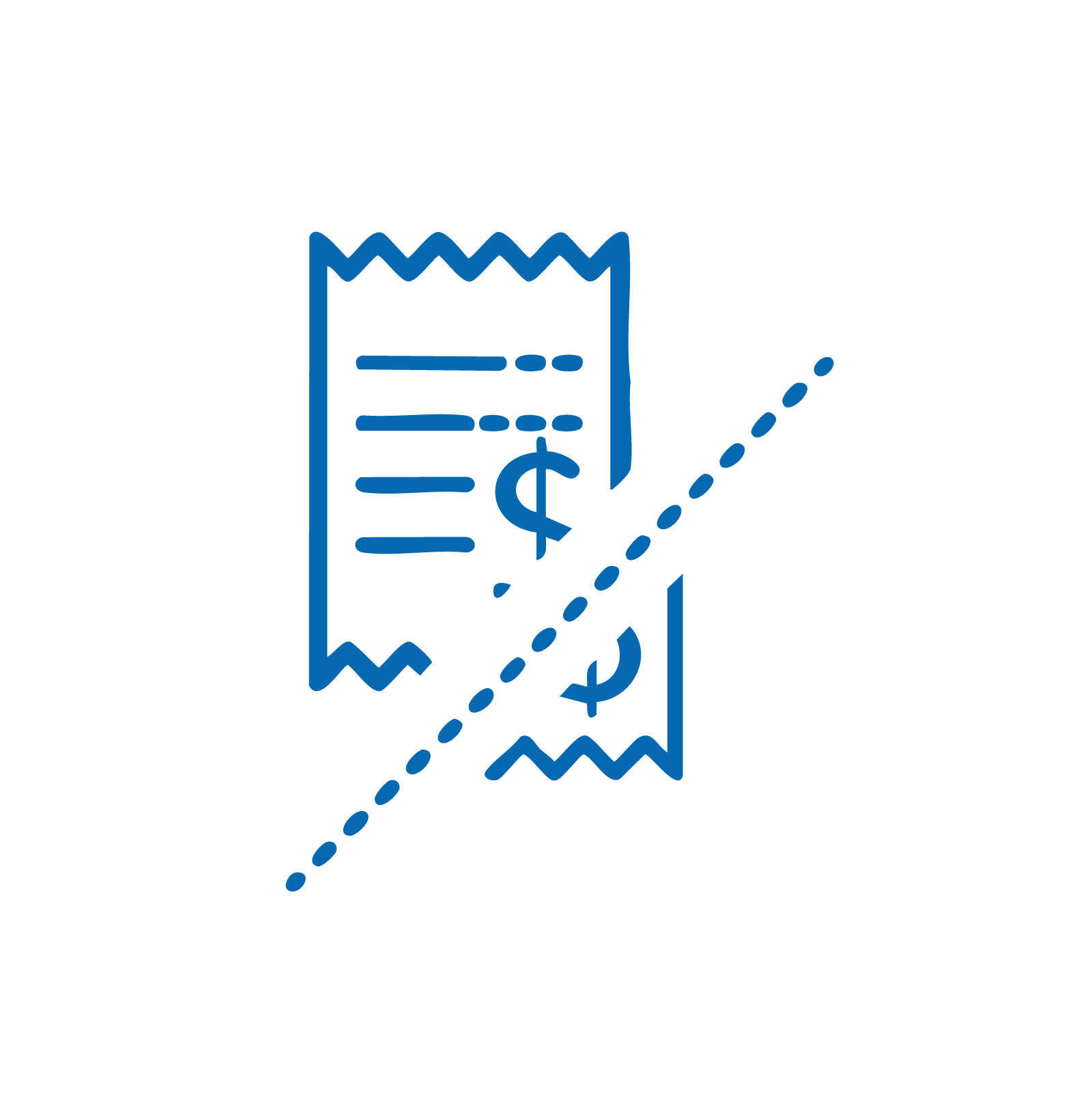 Icon of a receipt with dollar signs and a line graph with an upward trend, symbolizing financial growth or sales increase.