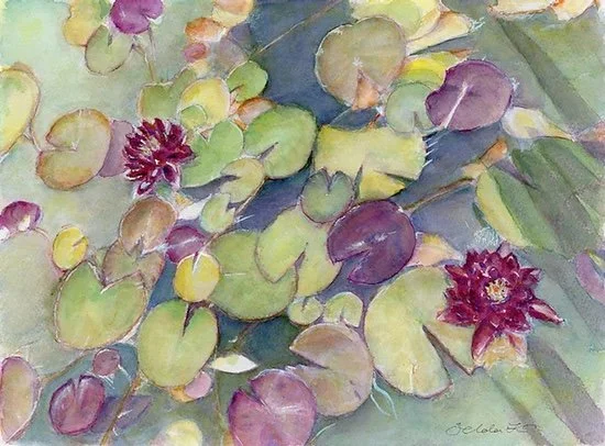 ZeldaK-Waterlilies-in-the-rose-garden-Watercolor-11x15.jpg