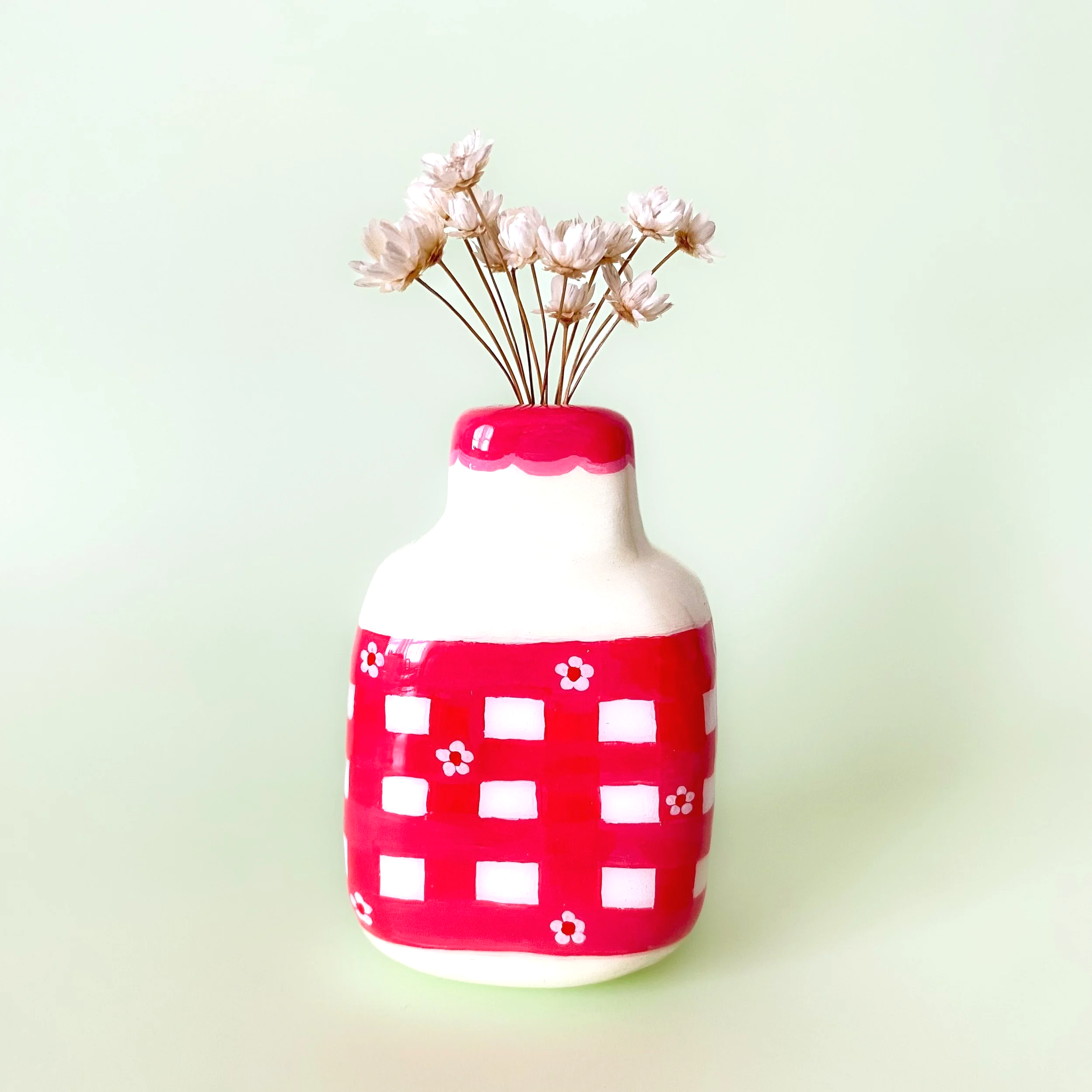 Floral Grid Mini Vase (Red)