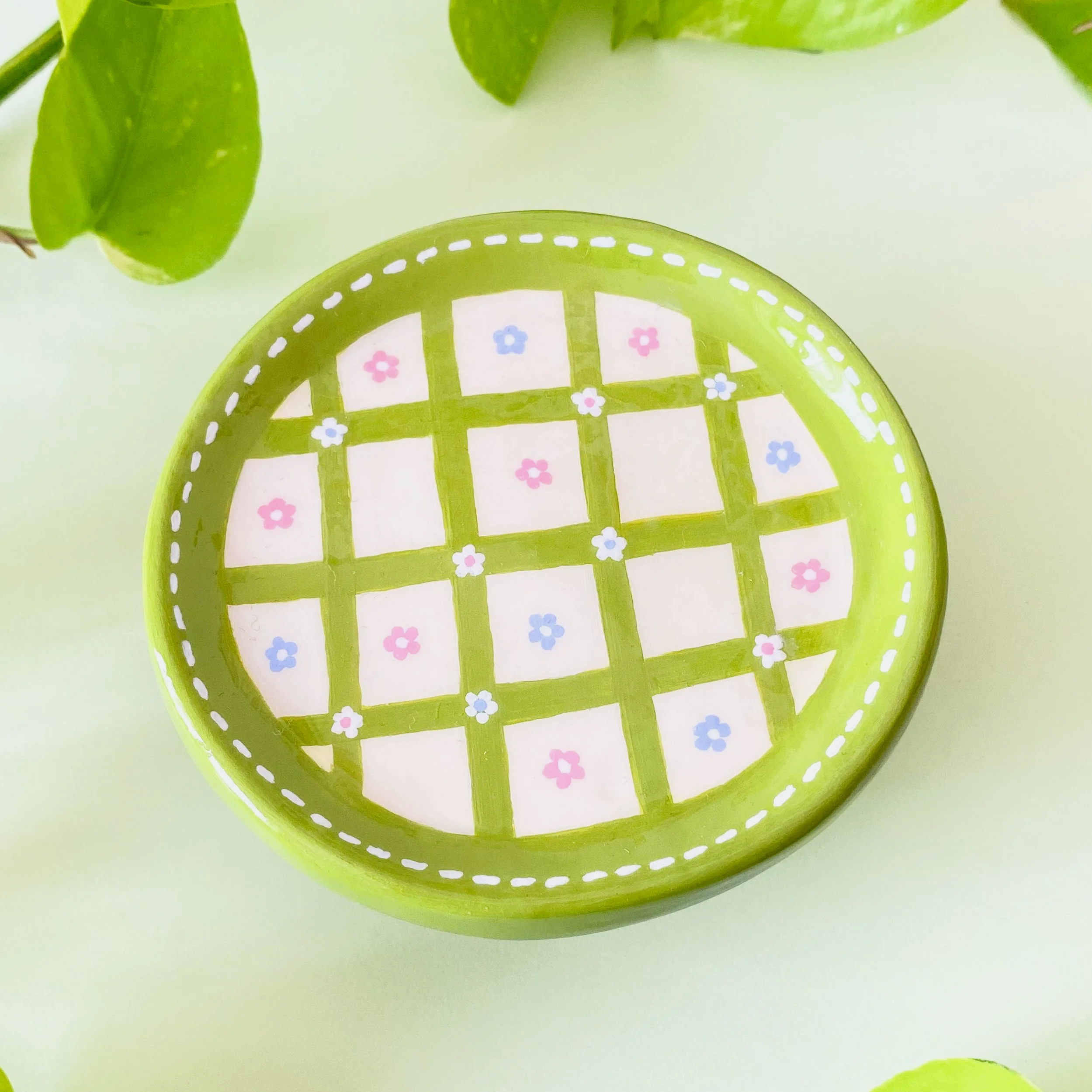 Floral Grid Trinket Tray