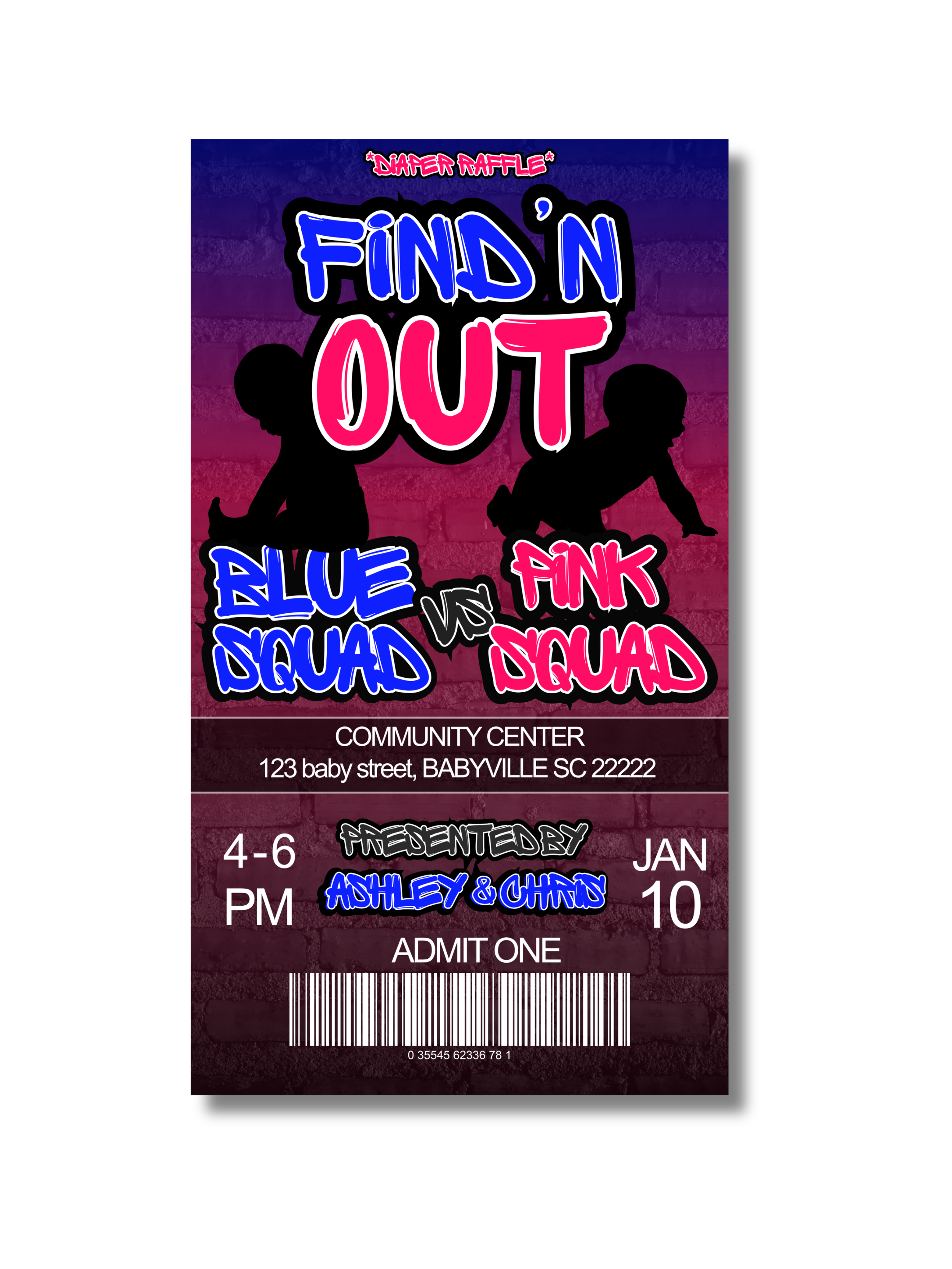 Find N Out Gender Reveal Invitation (Editable Canva Template)