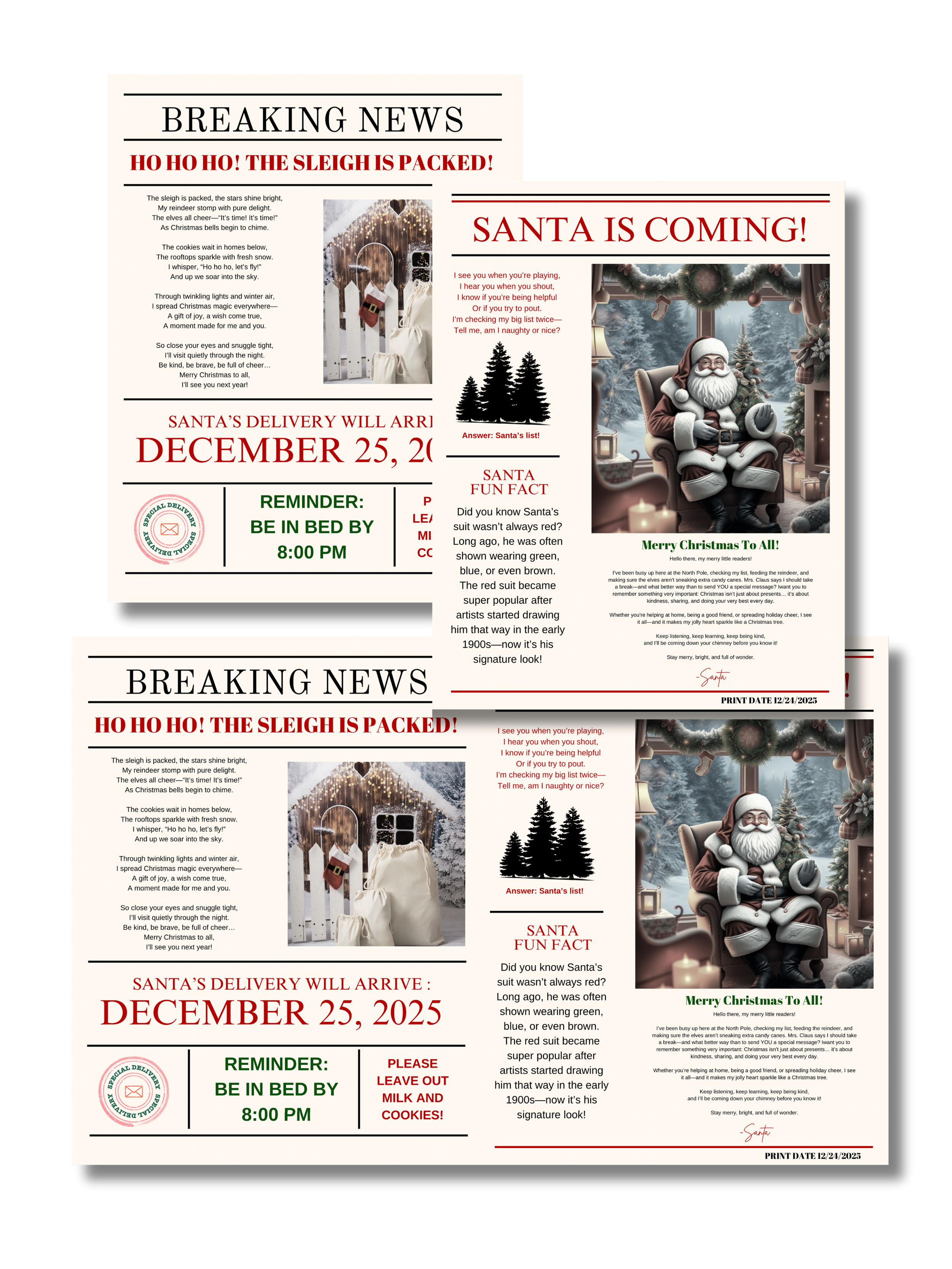Christmas Eve Newspaper (Editable Canva Template)