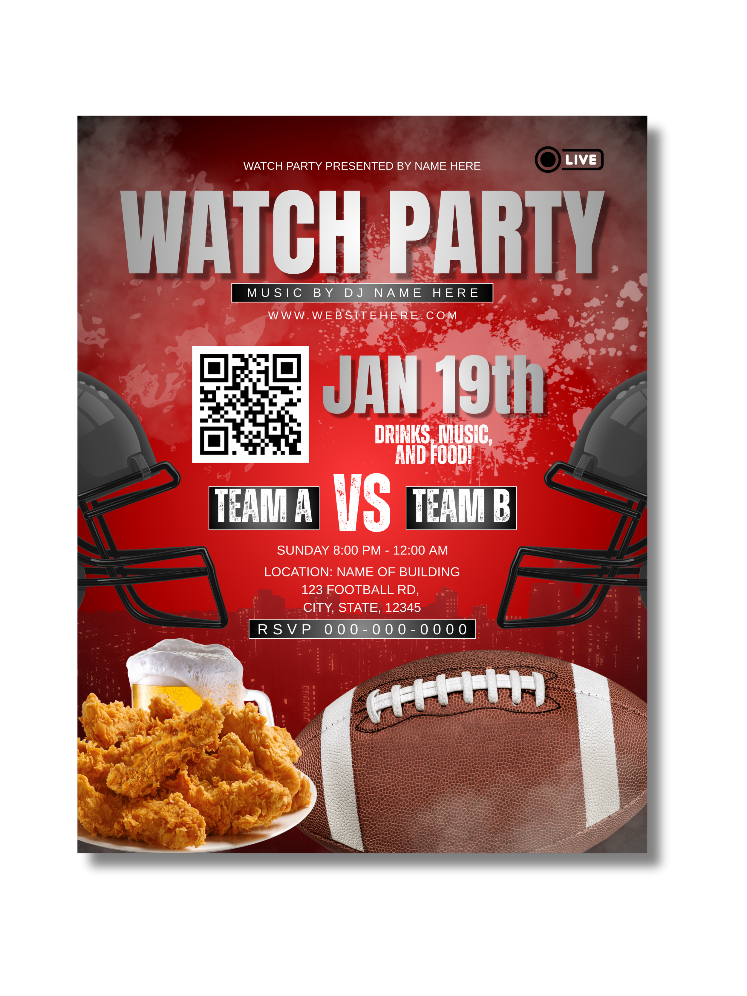 Football Watch Party Invite (Editable Canva Template)