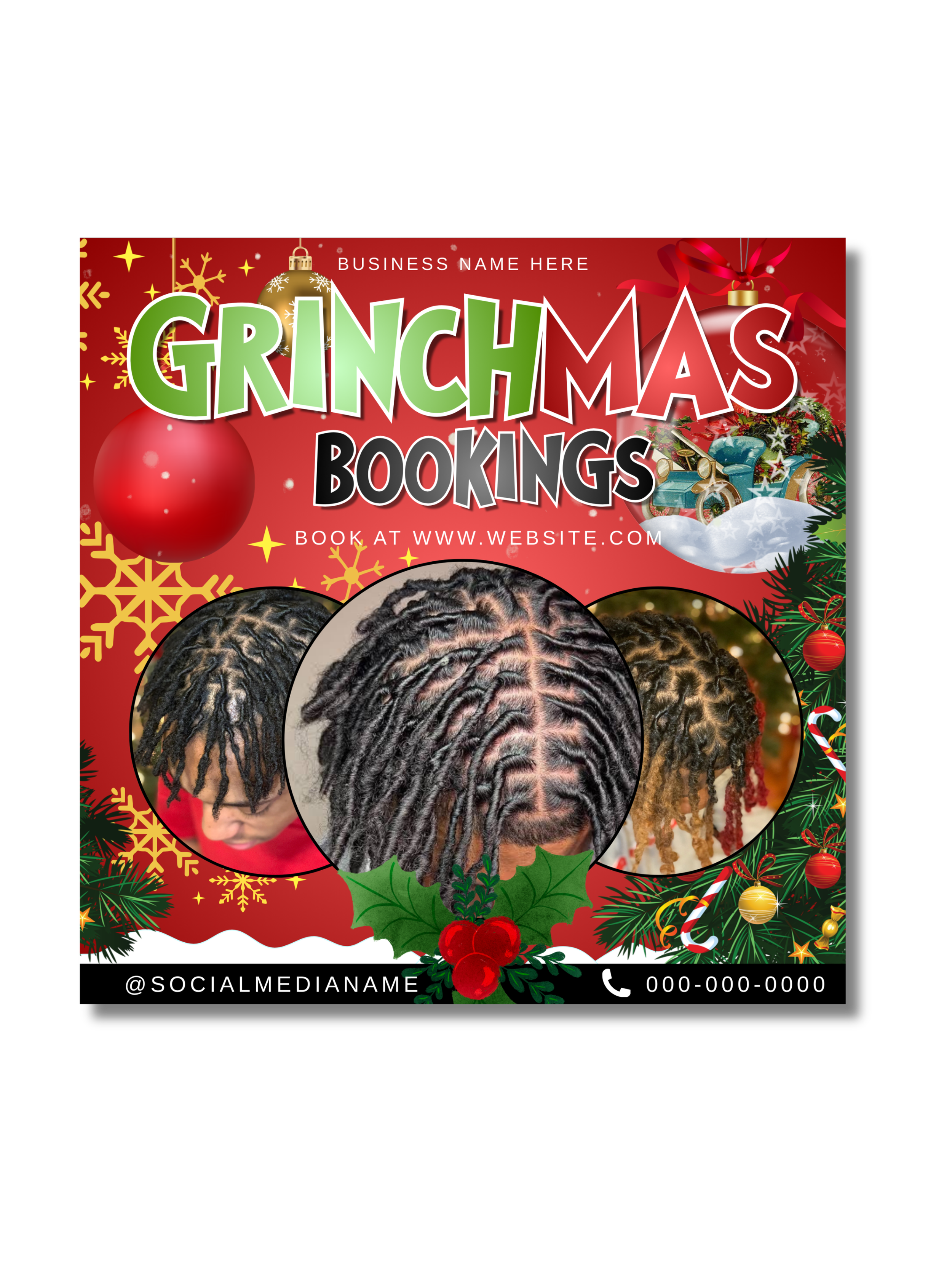 Grinchmas Barber Flyer (Editable Canva Template)