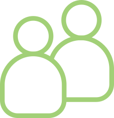Outline icon of two people, one slightly taller than the other.