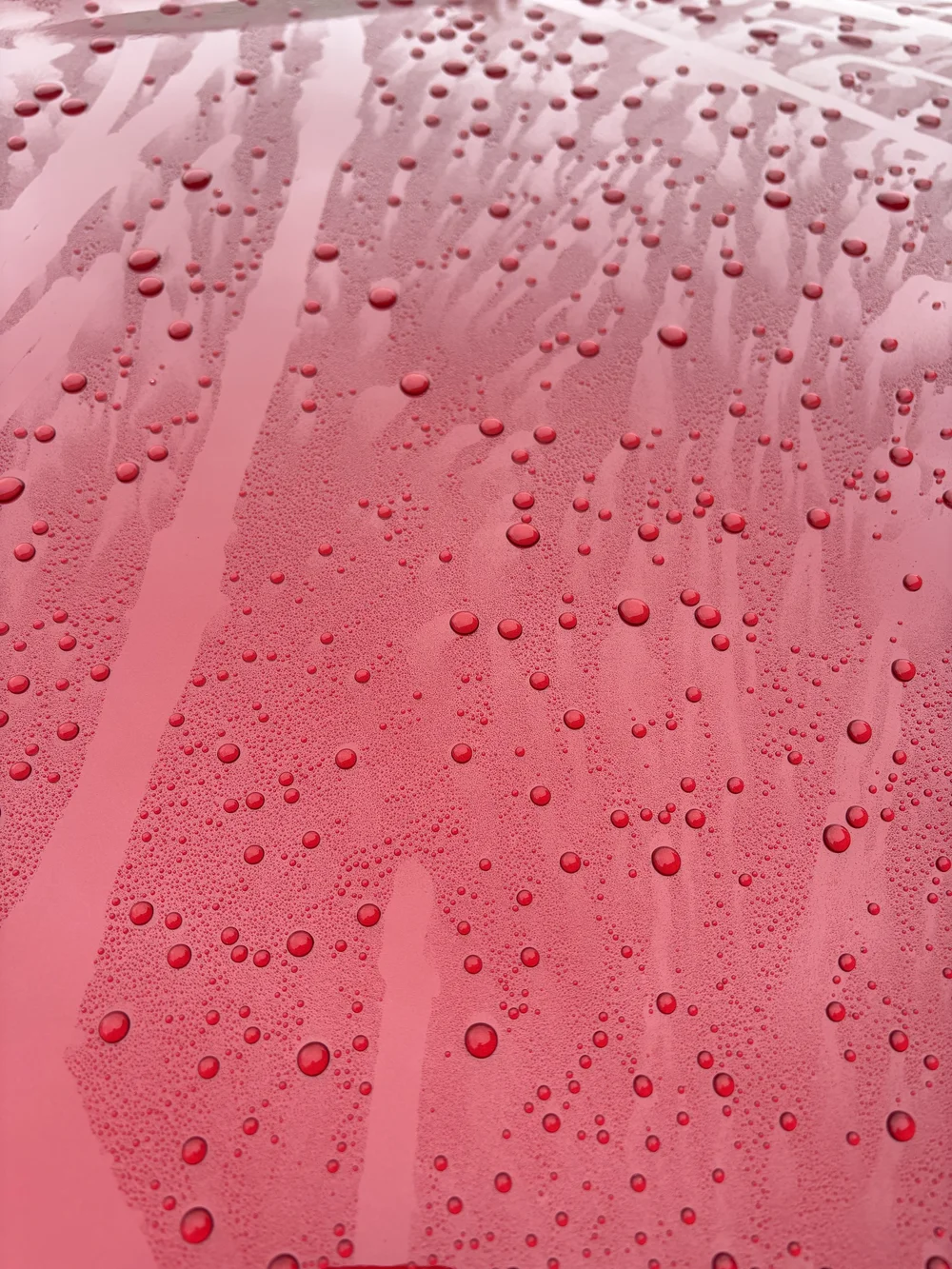 Hydrophobic water behavior on ceramic coated paint