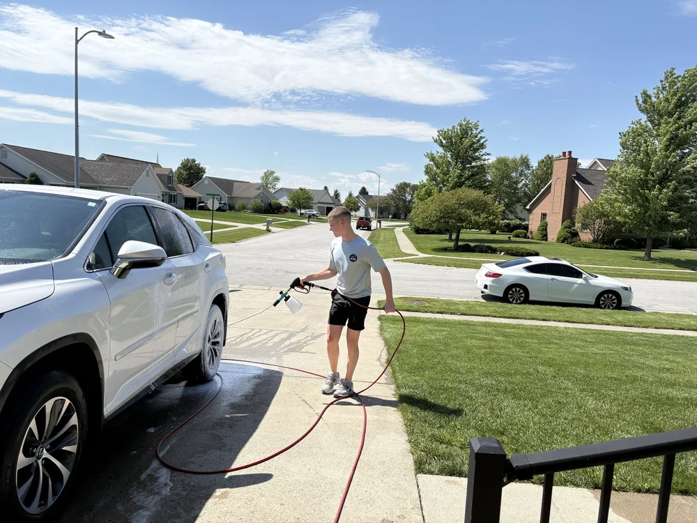 Vehicle being professionally washed