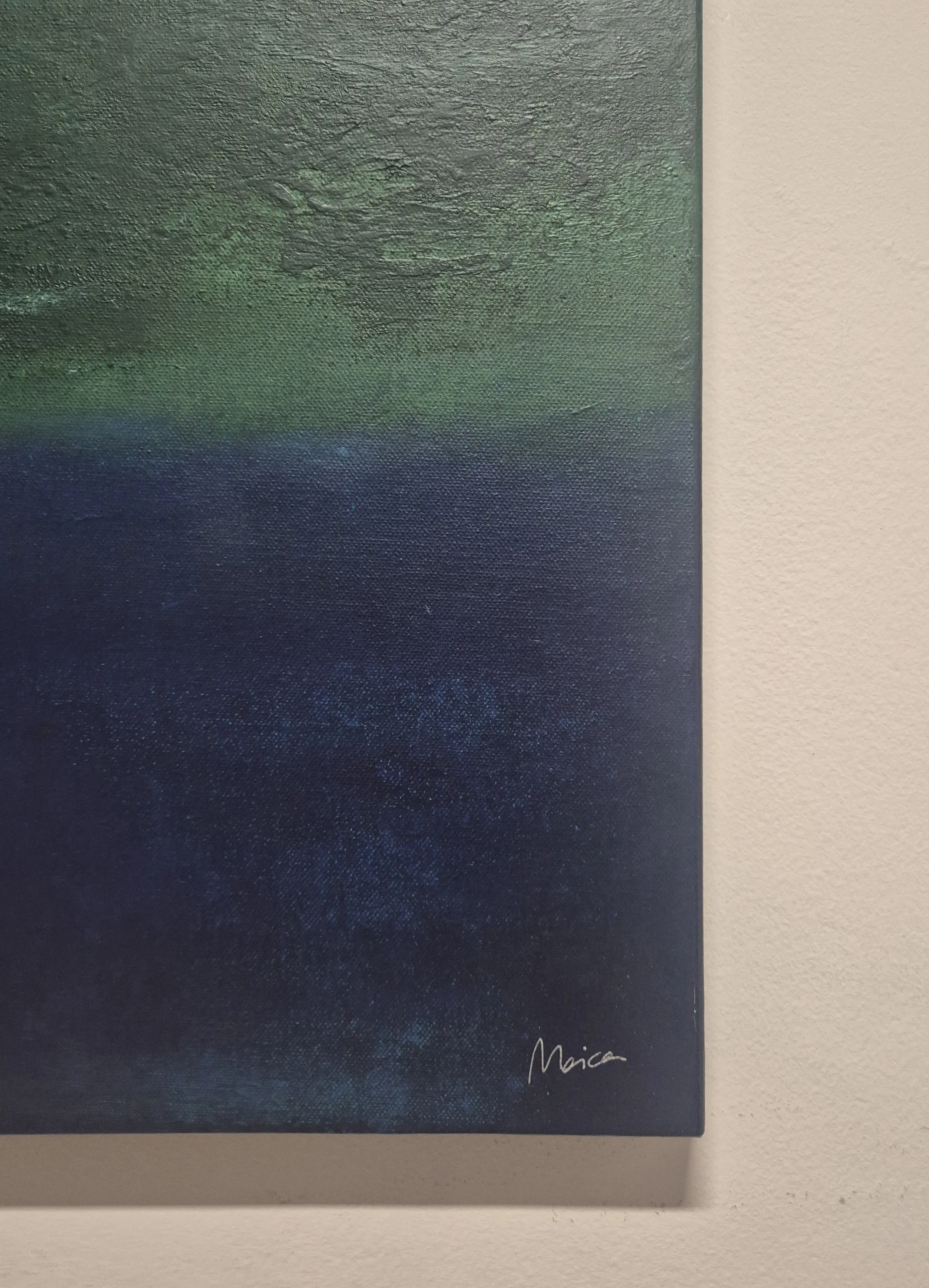 Alba, azul, verde, acrílico, oleo, Maika Vera, expresionismo, atmosférico,