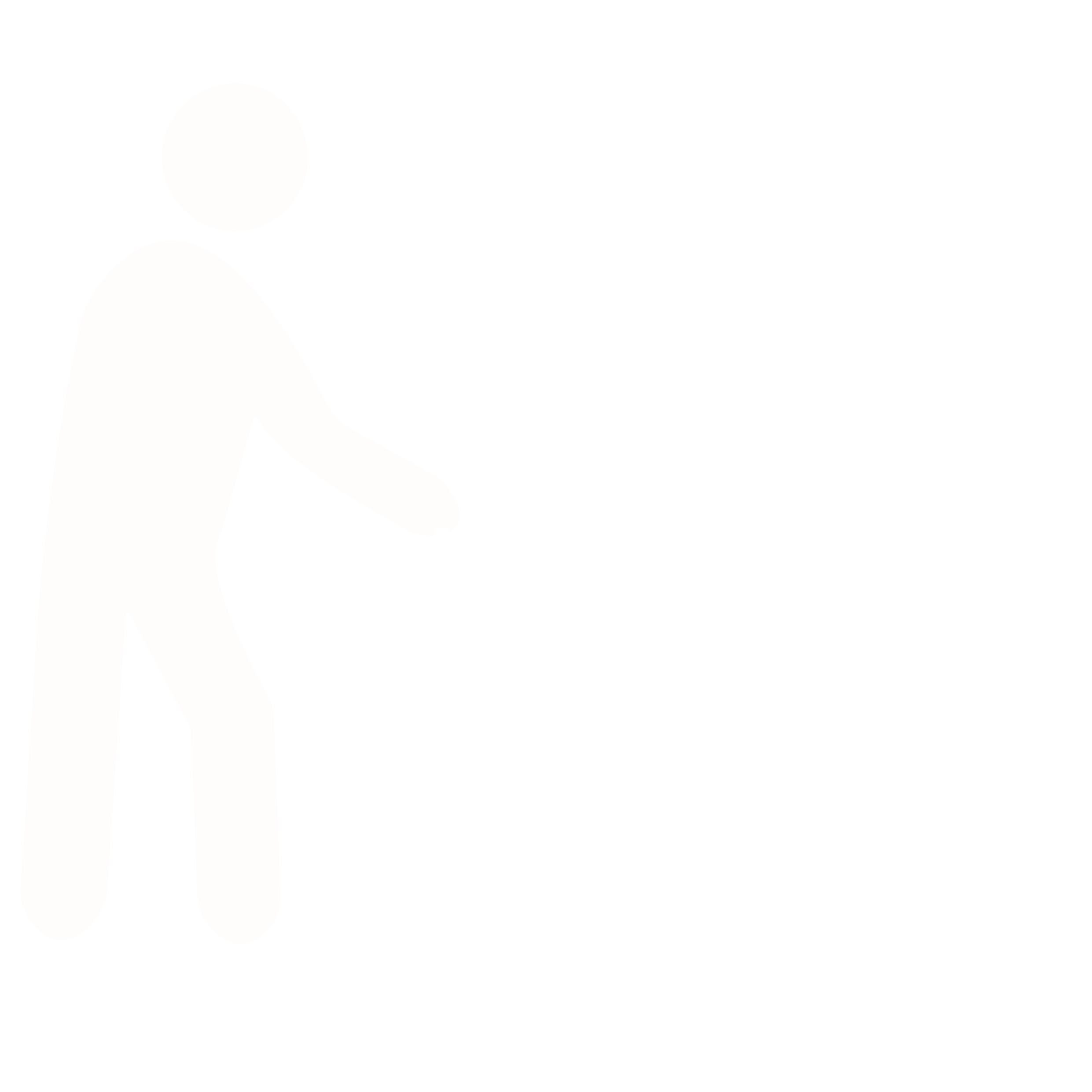 A white icon of a person pushing a lawn mower
