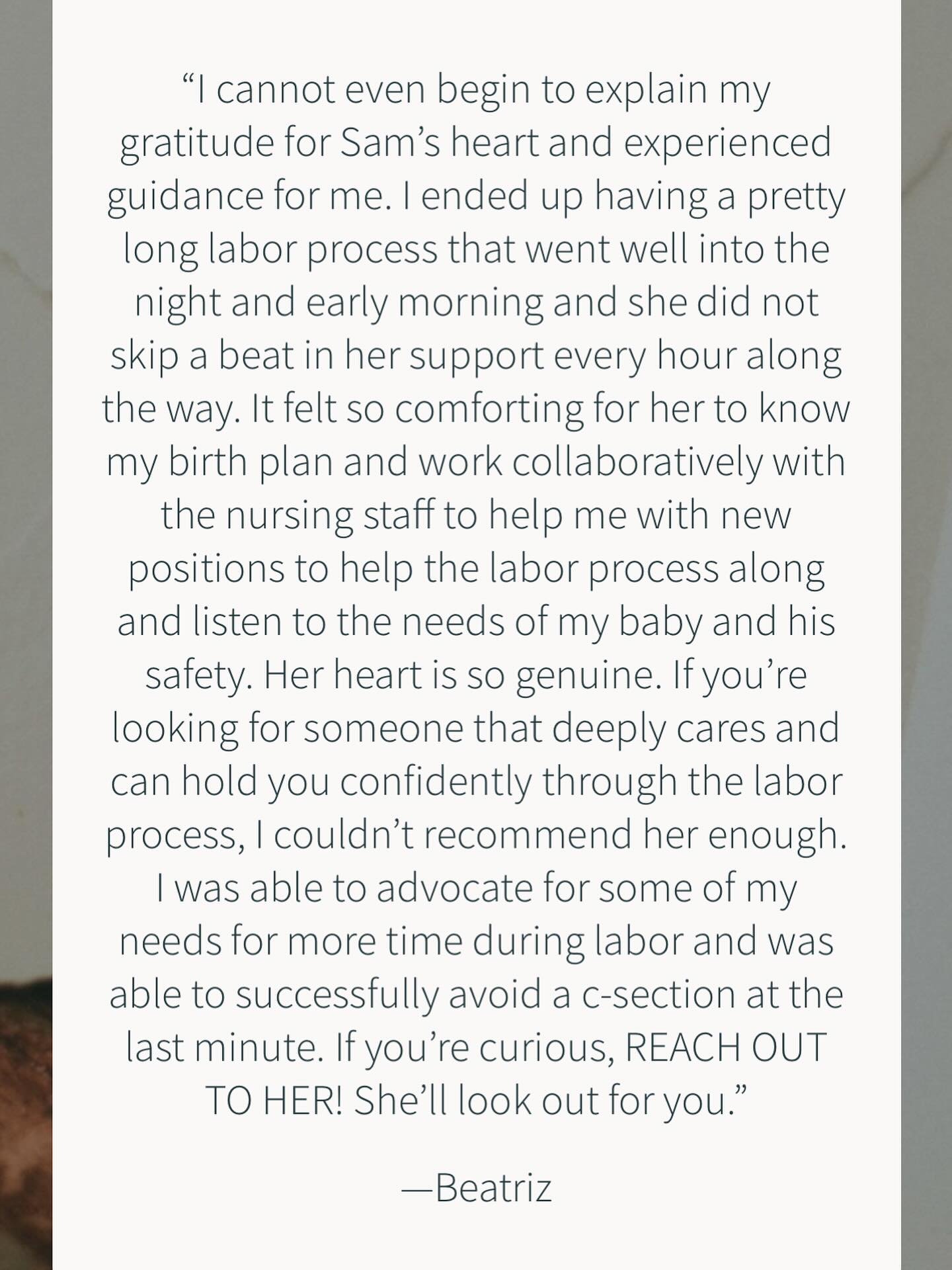 Im so touched by this review from one of my beautiful clients! She rocked her birth and it was such an honor to support her through it 🩷 if you&rsquo;re curious about doula support for your upcoming delivery, reach out! My calendar is filling up qui