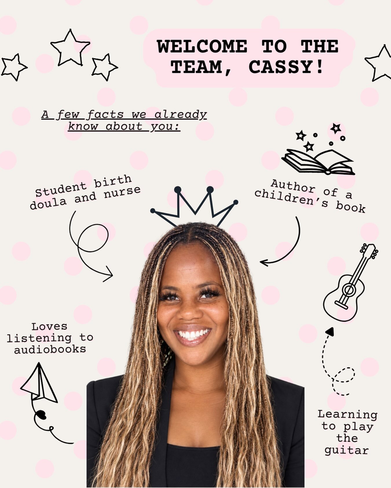 Meet Cassy, one of our student doulas! She is currently pursuing her doula certification through DONA. One of the things that we love about her is her deep passion for caring for people. She is ready to jump in and start supporting families 🩷 If you