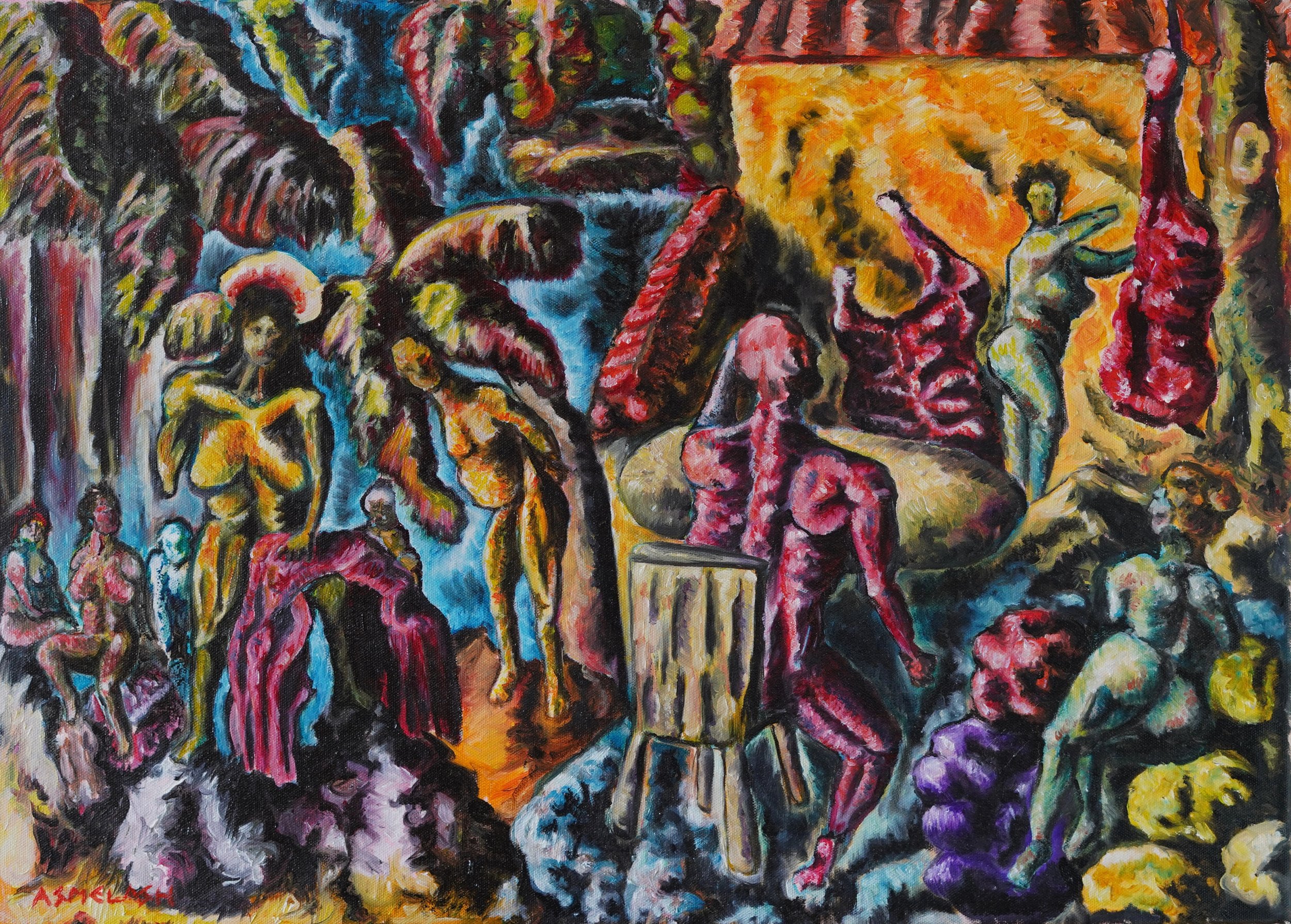 A series of slaves working in an hacienda