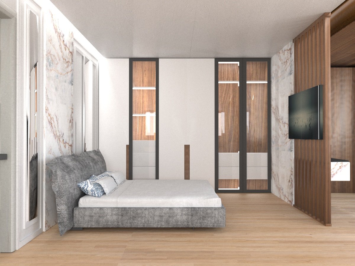 aibnb glyfada, bed - side view