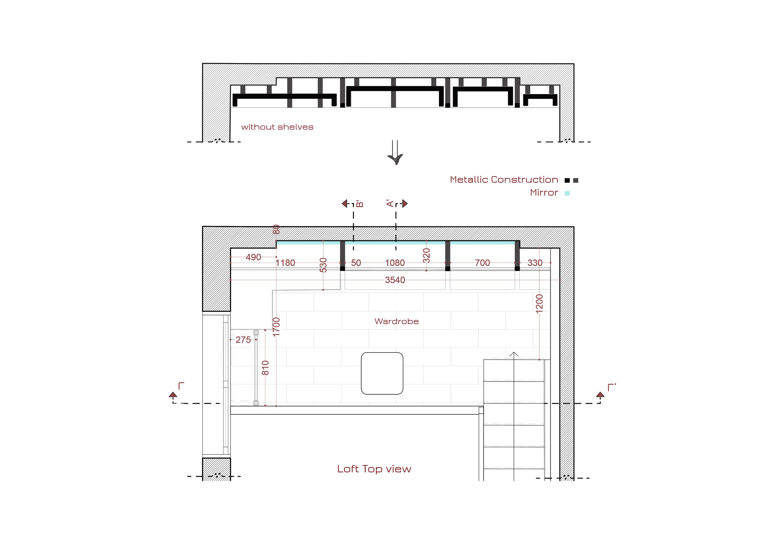 dressing room - interior design - top view