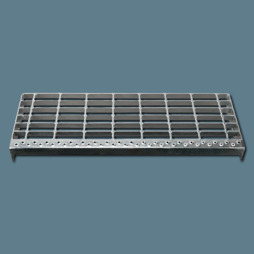 Galvanised Steel Open Mesh Stair Tread - Perforated Nosing