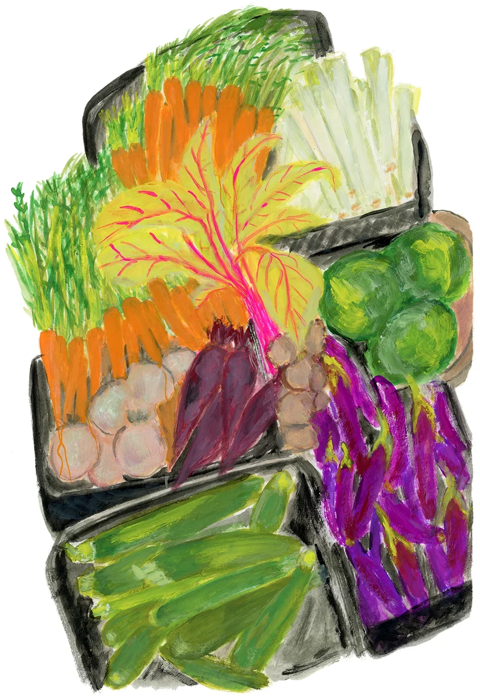 Baskets with vegetables