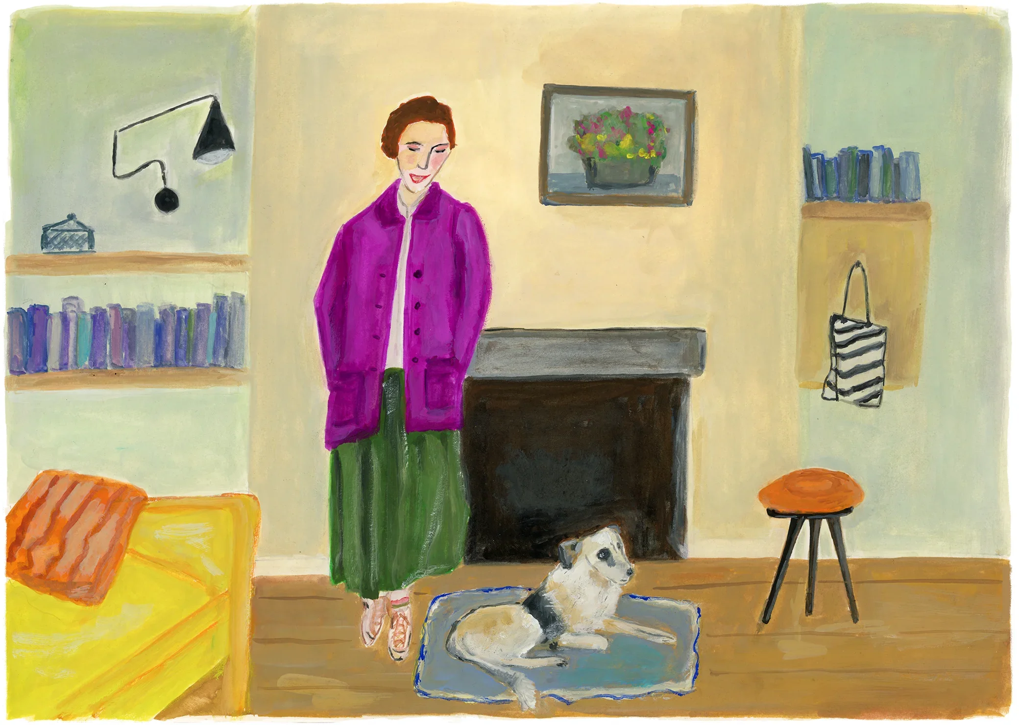 Woman looking at dog