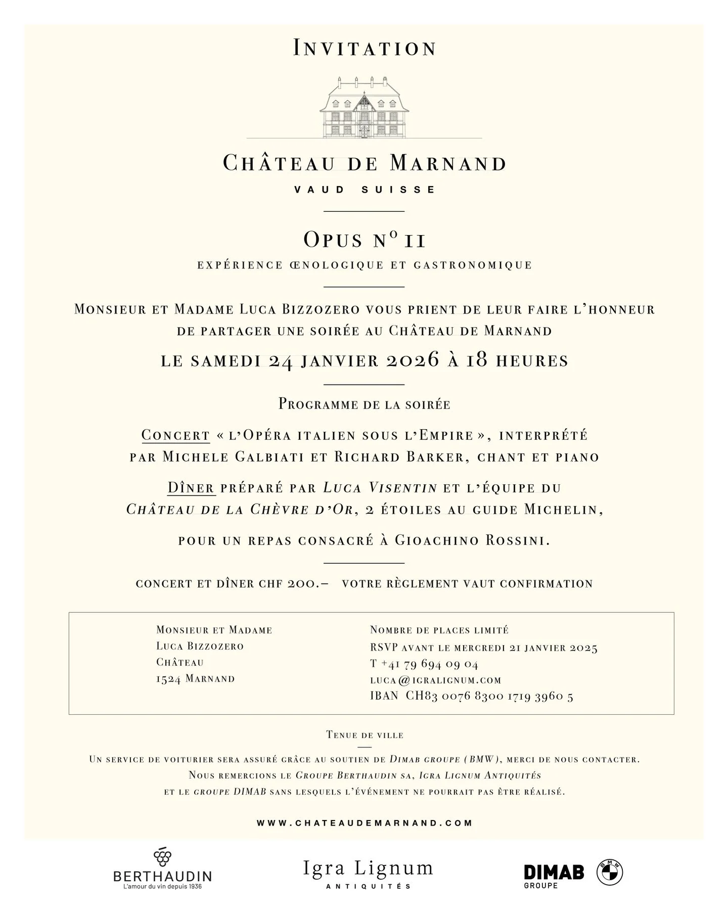 Opus n&deg; II au Ch&acirc;teau de Marnand ✨
Quand l&rsquo;op&eacute;ra italien rencontre la grande gastronomie.

Une soir&eacute;e d&rsquo;exception rythm&eacute;e par le concert &laquo; L&rsquo;Op&eacute;ra italien sous l&rsquo;Empire &raquo;, inte