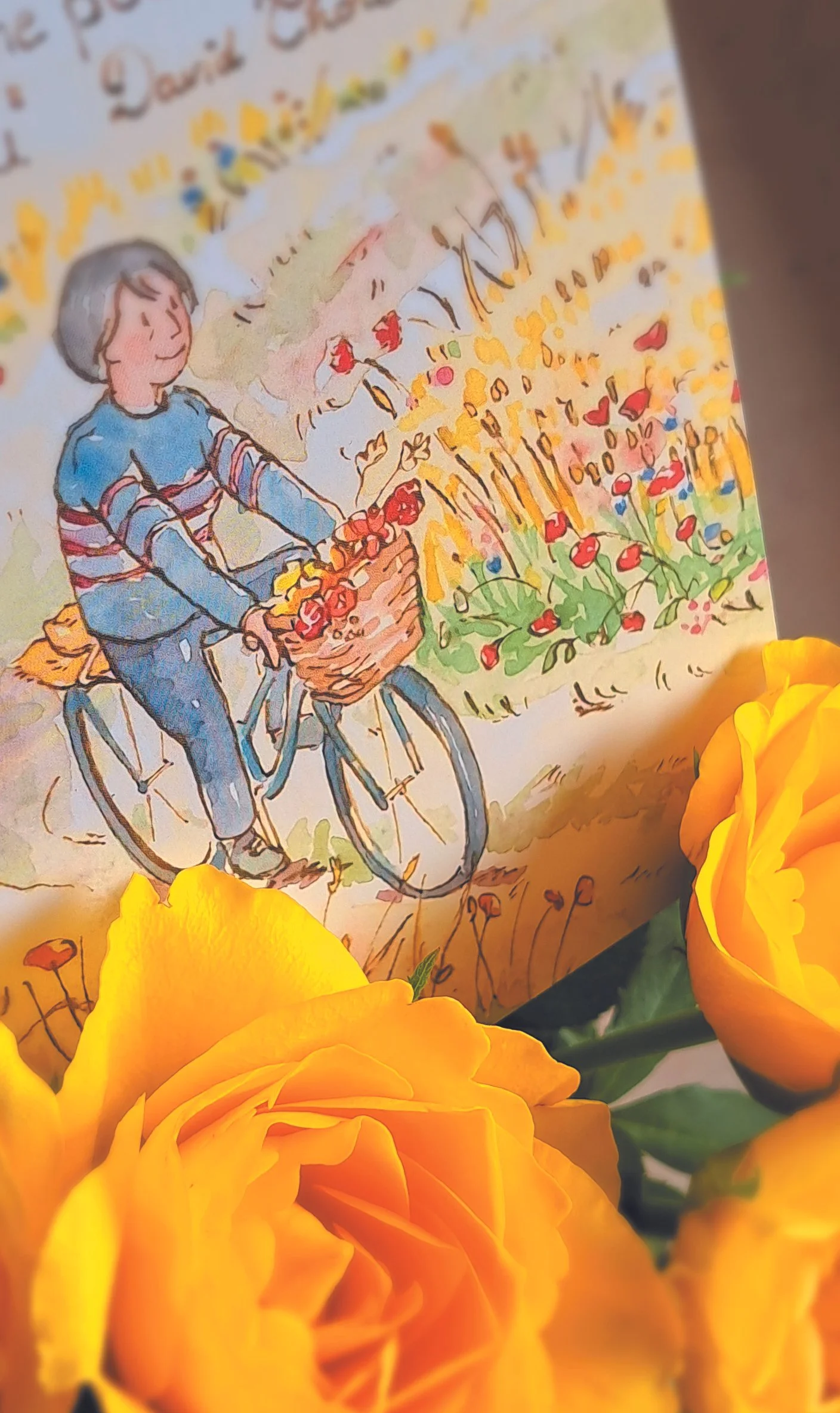 Les cartes, ce sont aussi des invitations à fêter des anniversaires. Ici, un 11x15 cm, à l'aquarelle.
