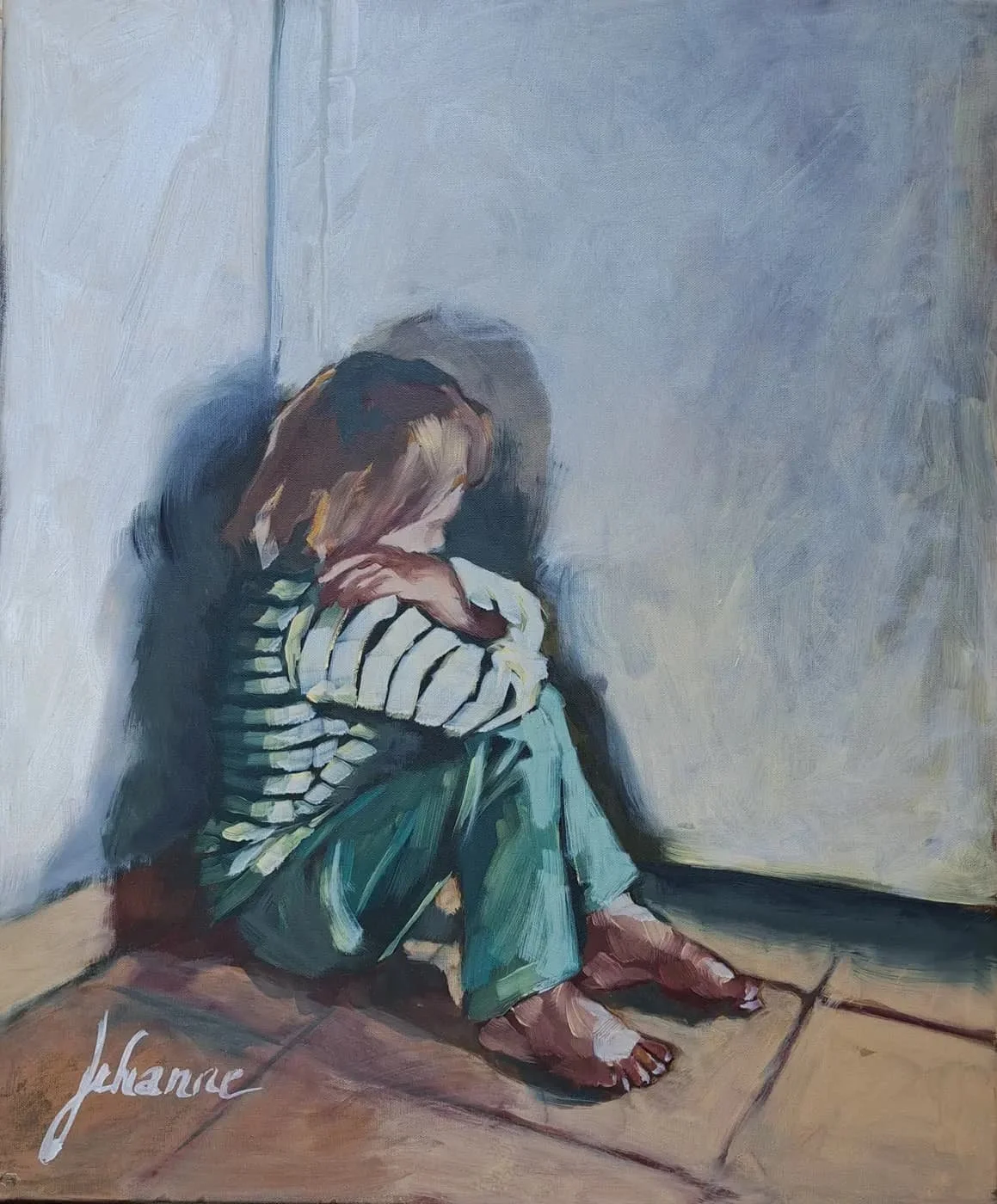 Fillette qui boude, Huile sur toile, 50x65cm, 2024