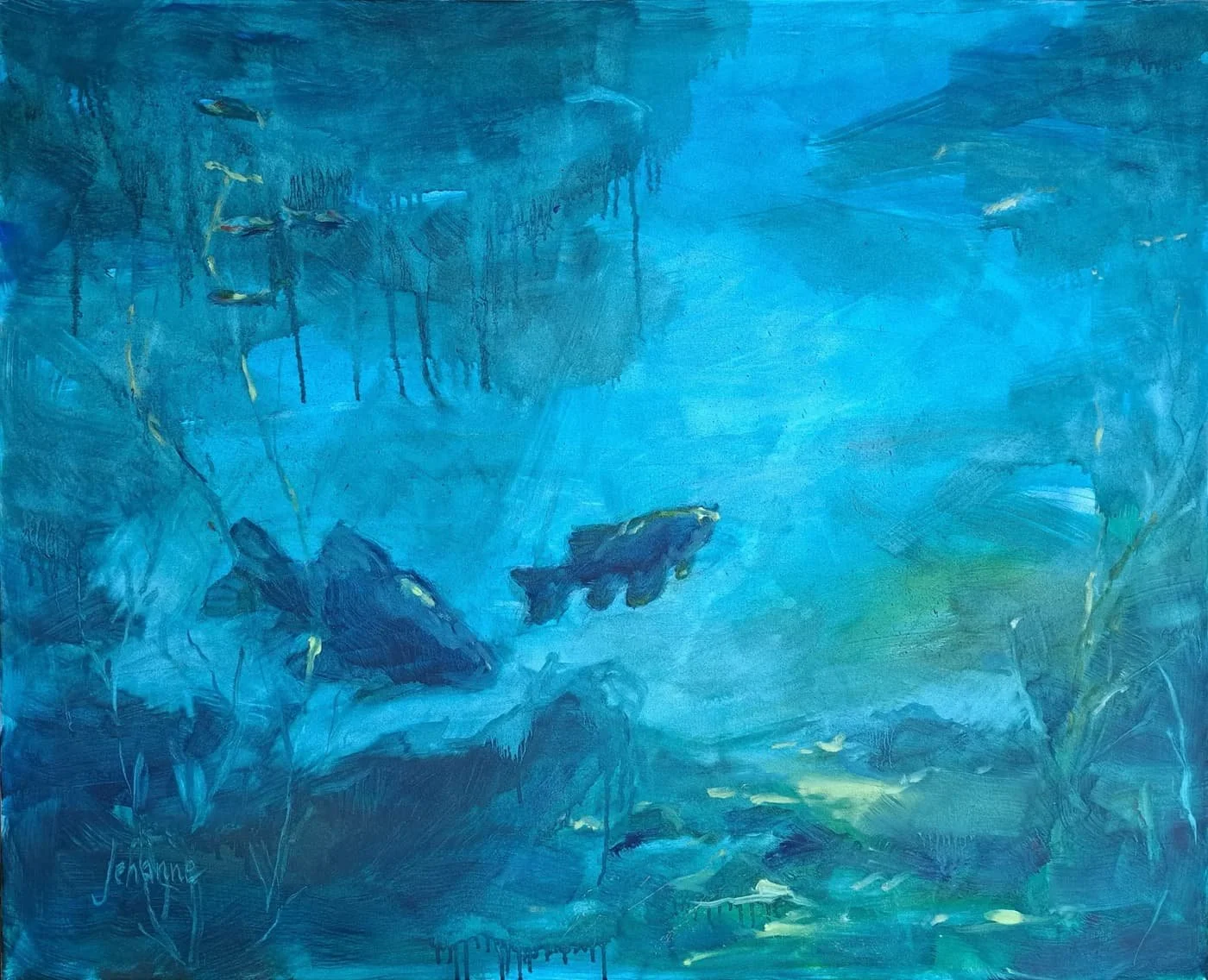 Fond de rivière, Huile sur toile, 81x100cm, 2025