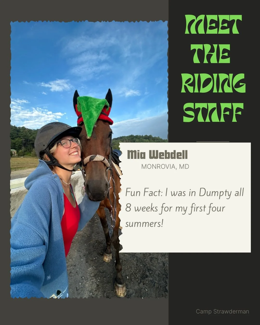 It&rsquo;s finally time to announce our 2026 Riding Staff!! Please give the warmest welcome to Mia, Makayla, Sydney, Parker, Kenzie, Lyla, Mae, Kit, Natalia, Eden, Lucia, Ella, Jaclyn, Zoe, and Bella!! We can&rsquo;t wait to learn how to ride and car